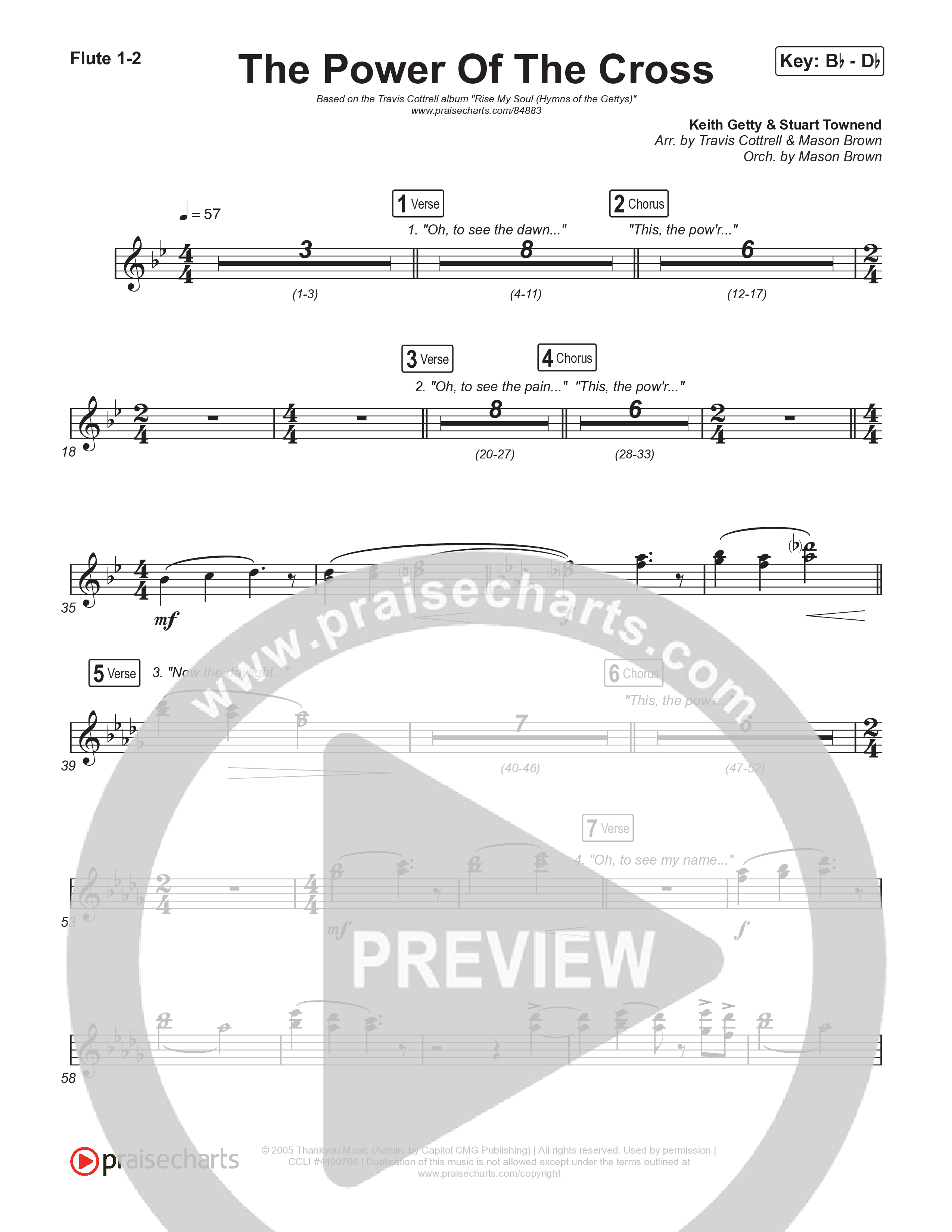 The Power Of The Cross (Choral/SATB) Flute 1,2 (Travis Cottrell / Arr. Mason Brown)