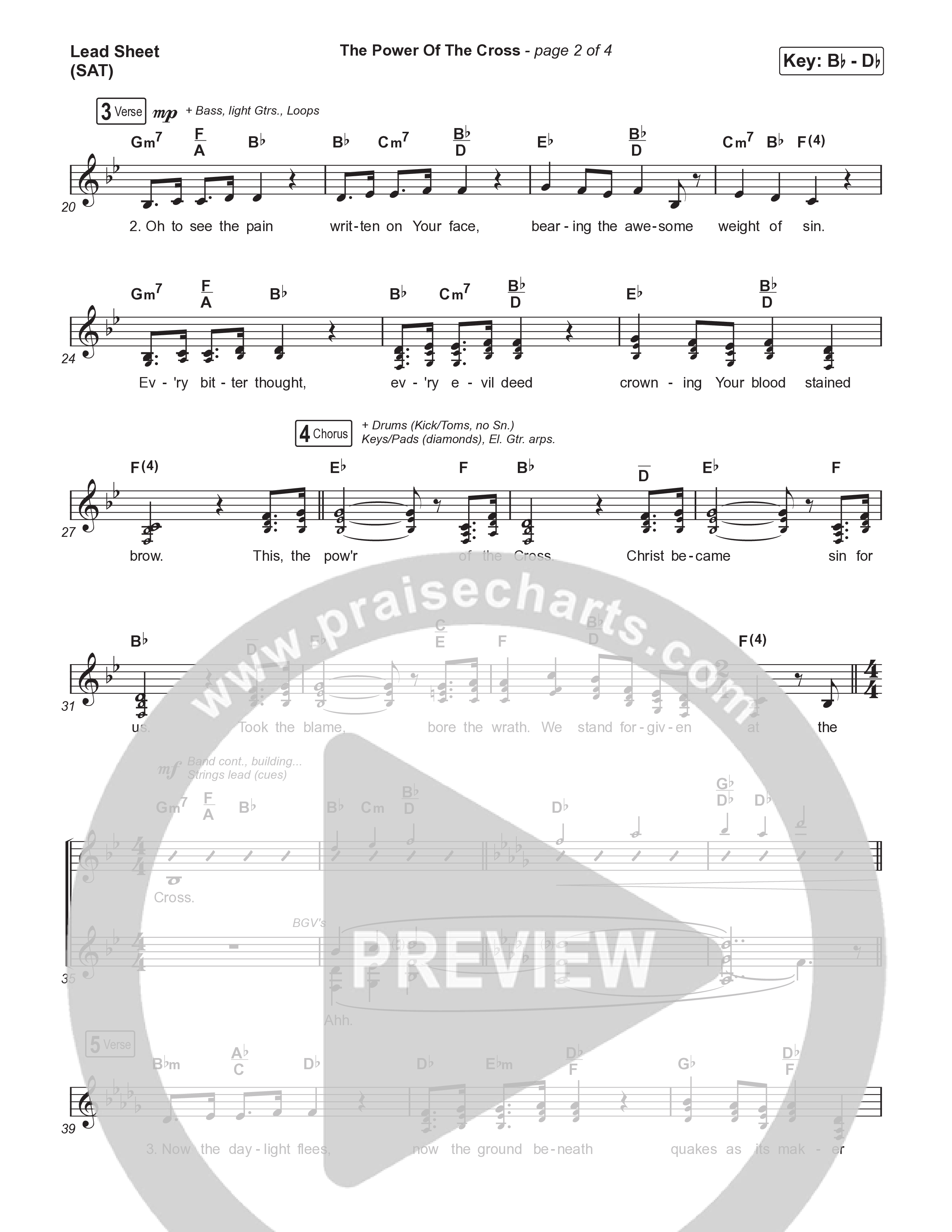 The Power Of The Cross (Choral/SATB) Lead Sheet (SAT) (Travis Cottrell / Arr. Mason Brown)