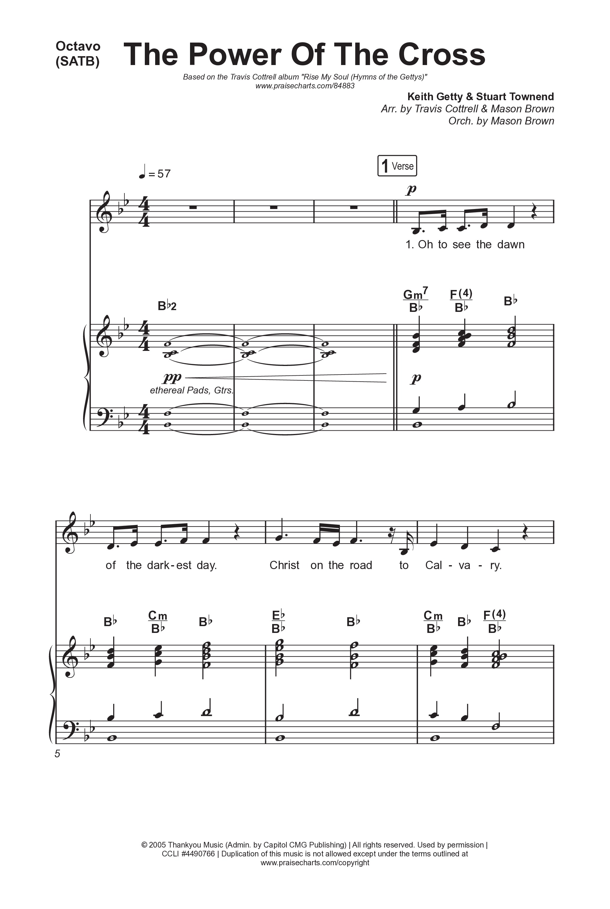 The Power Of The Cross (Choral/SATB) Octavo (SATB & Pno) (Travis Cottrell / Arr. Mason Brown)