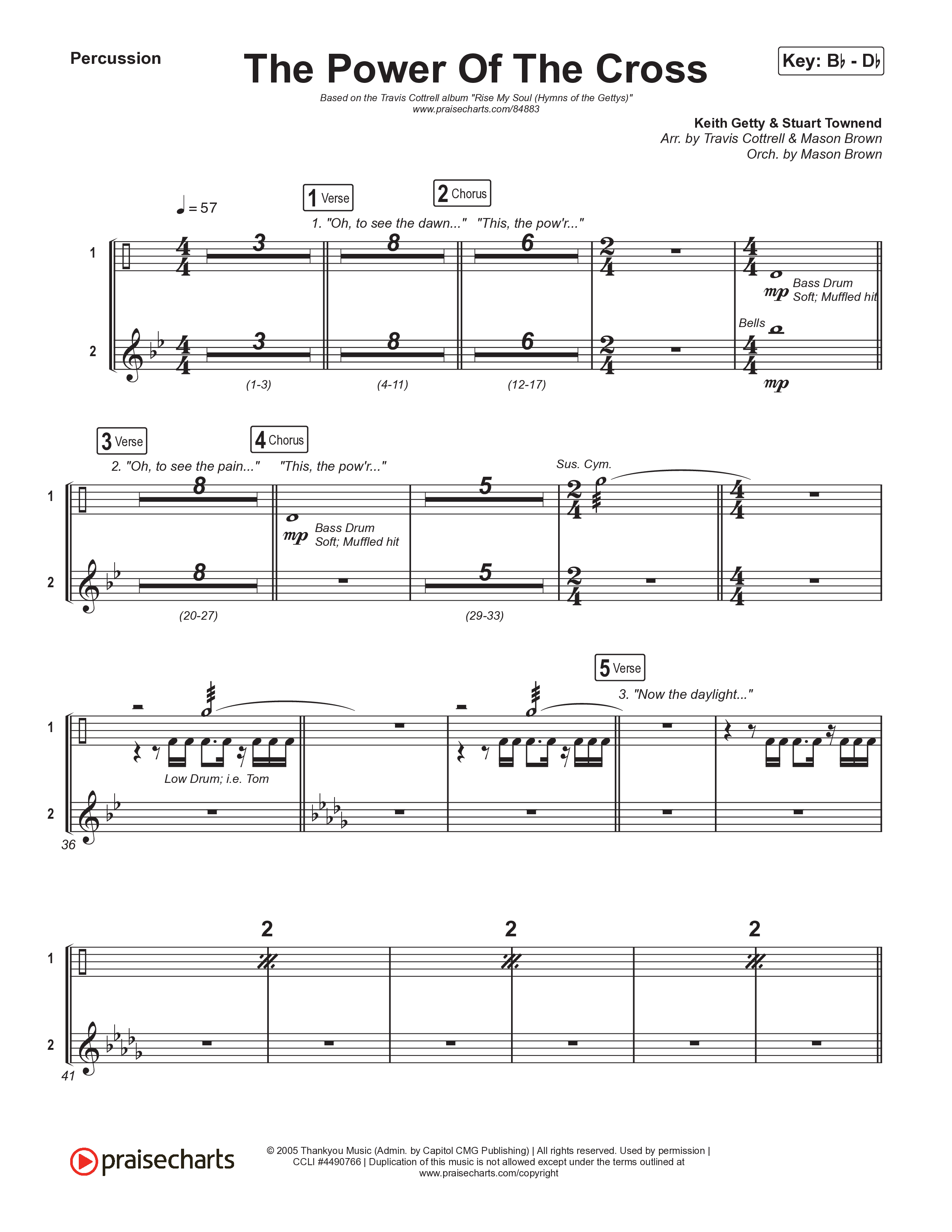 The Power Of The Cross (Choral/SATB) Percussion (Travis Cottrell / Arr. Mason Brown)