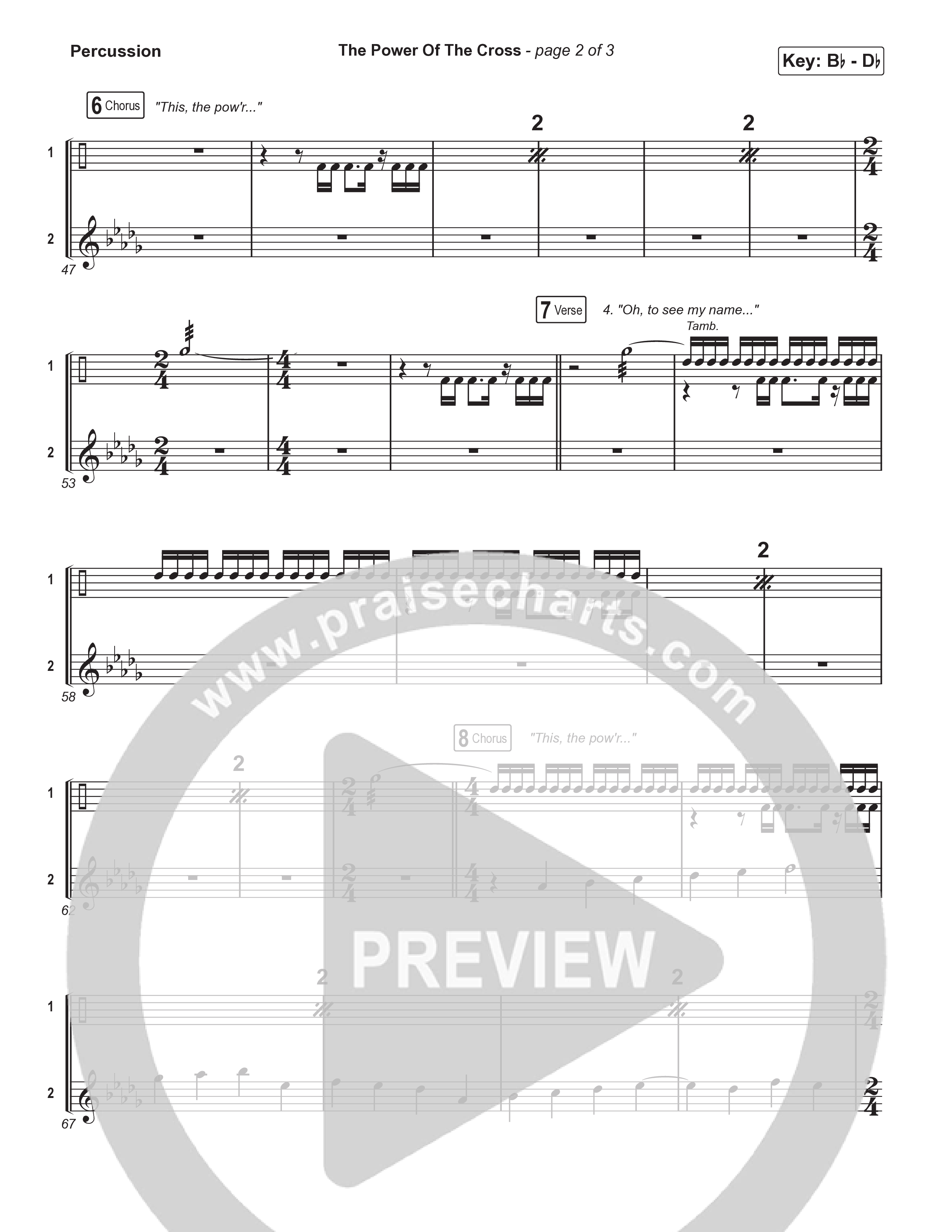 The Power Of The Cross (Choral/SATB) Percussion (Travis Cottrell / Arr. Mason Brown)