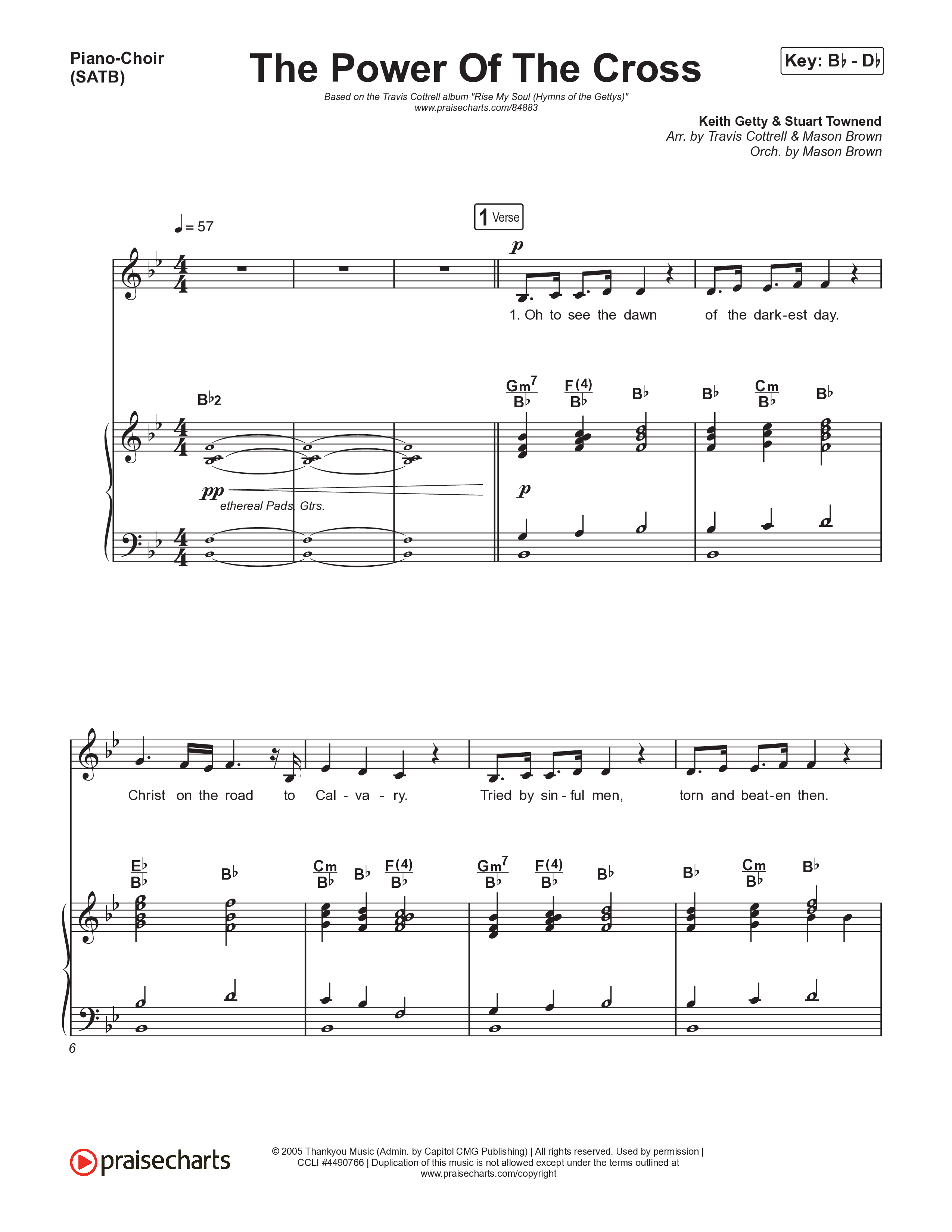 The Power Of The Cross (Choral/SATB) Piano/Vocal (SATB) (Travis Cottrell / Arr. Mason Brown)
