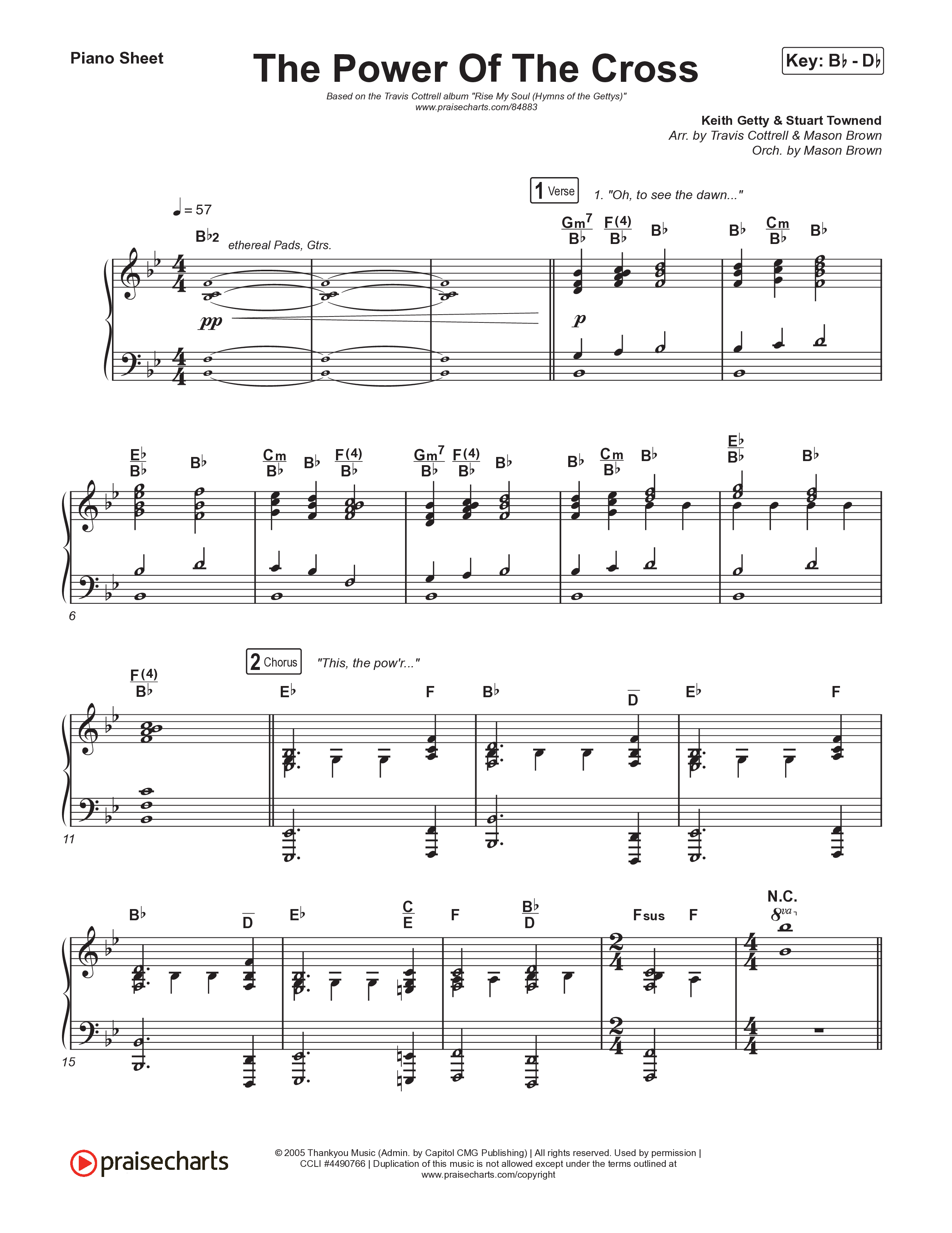 The Power Of The Cross (Choral/SATB) Piano Sheet (Travis Cottrell / Arr. Mason Brown)