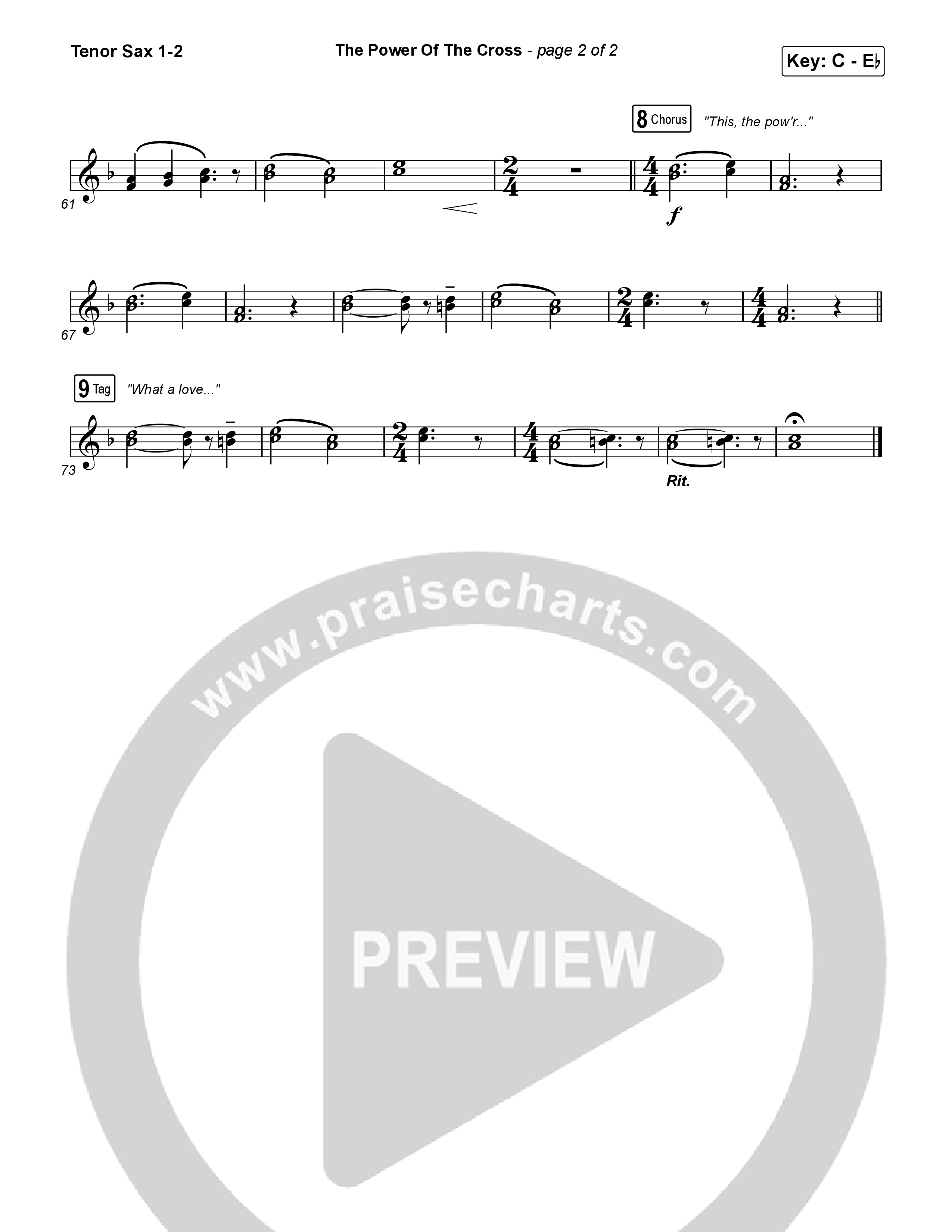 The Power Of The Cross (Choral/SATB) Tenor Sax 1,2 (Travis Cottrell / Arr. Mason Brown)