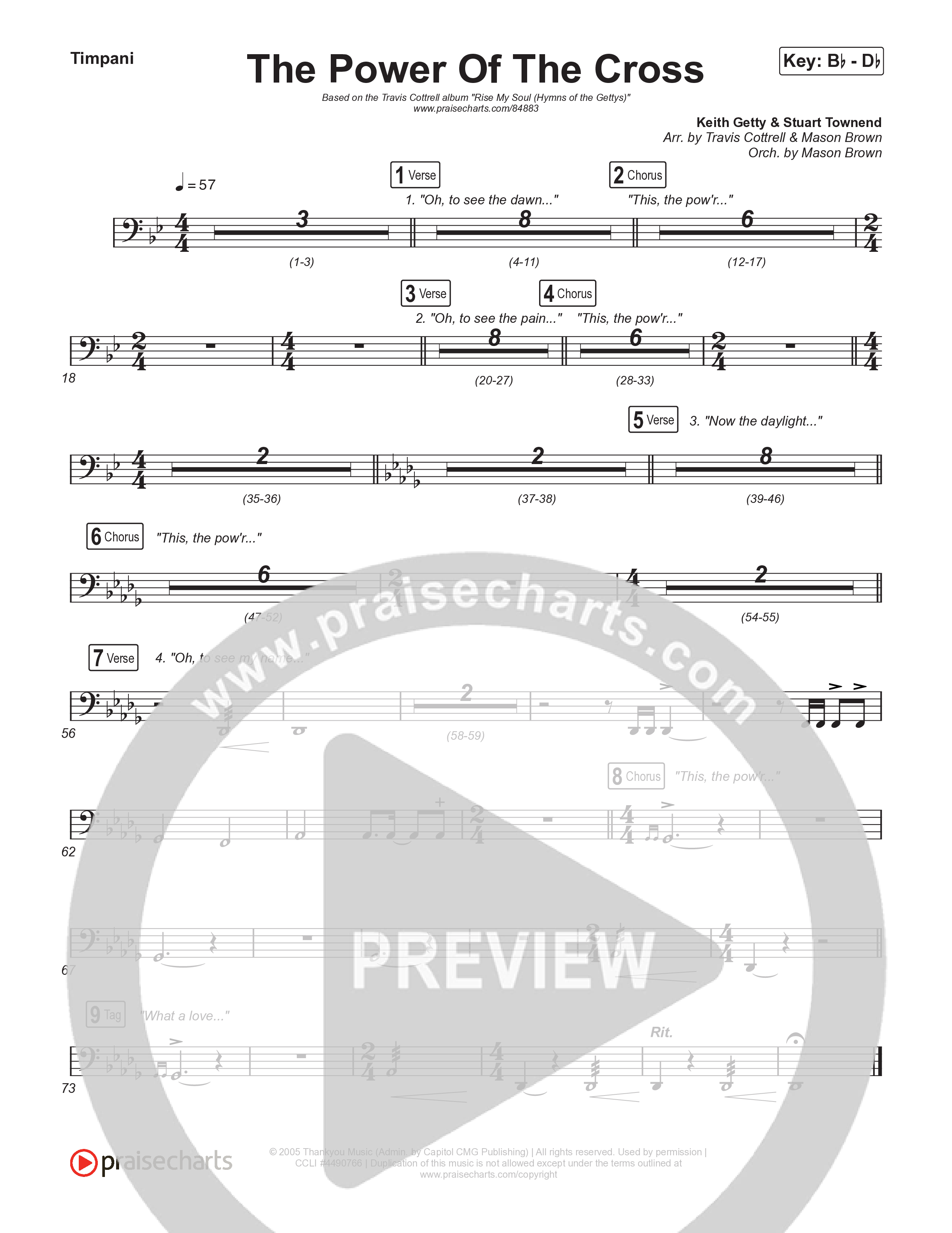 The Power Of The Cross (Choral/SATB) Timpani (Travis Cottrell / Arr. Mason Brown)