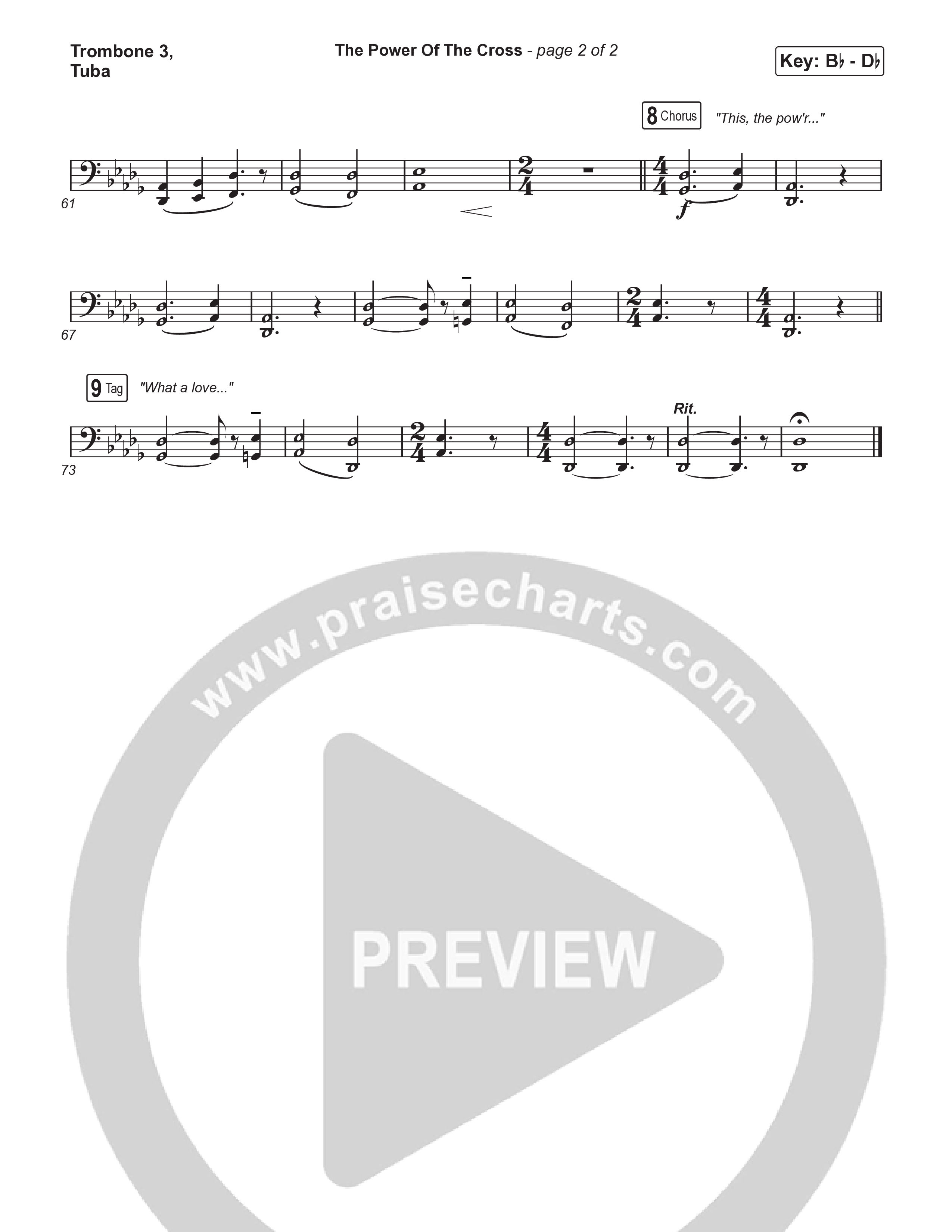The Power Of The Cross (Choral/SATB) Trombone 3/Tuba (Travis Cottrell / Arr. Mason Brown)