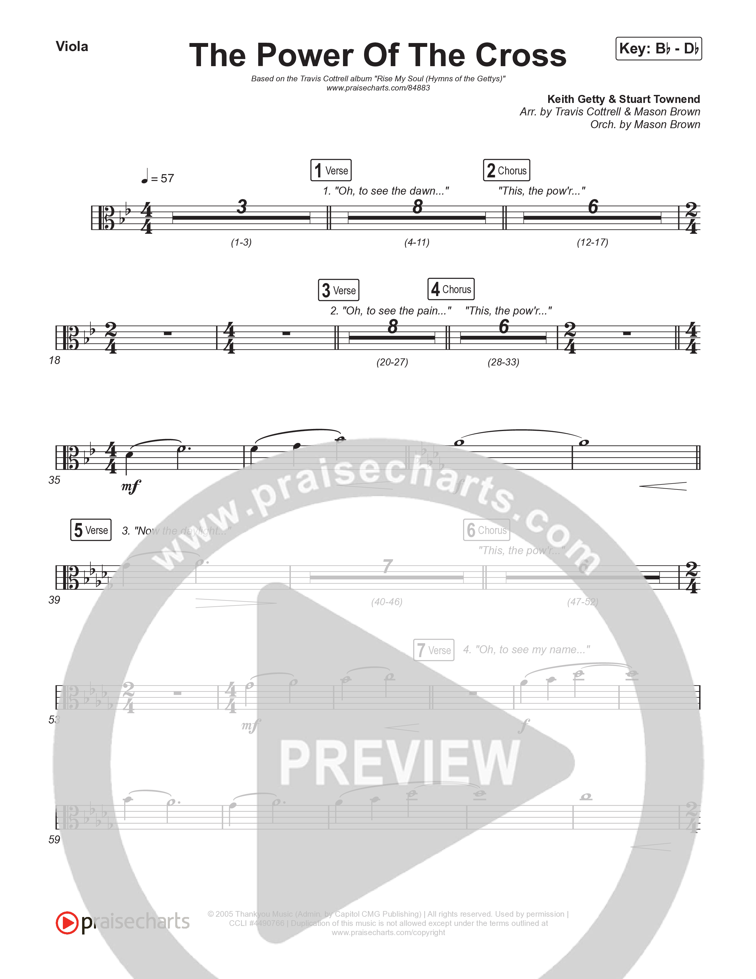 The Power Of The Cross (Choral/SATB) Viola (Travis Cottrell / Arr. Mason Brown)