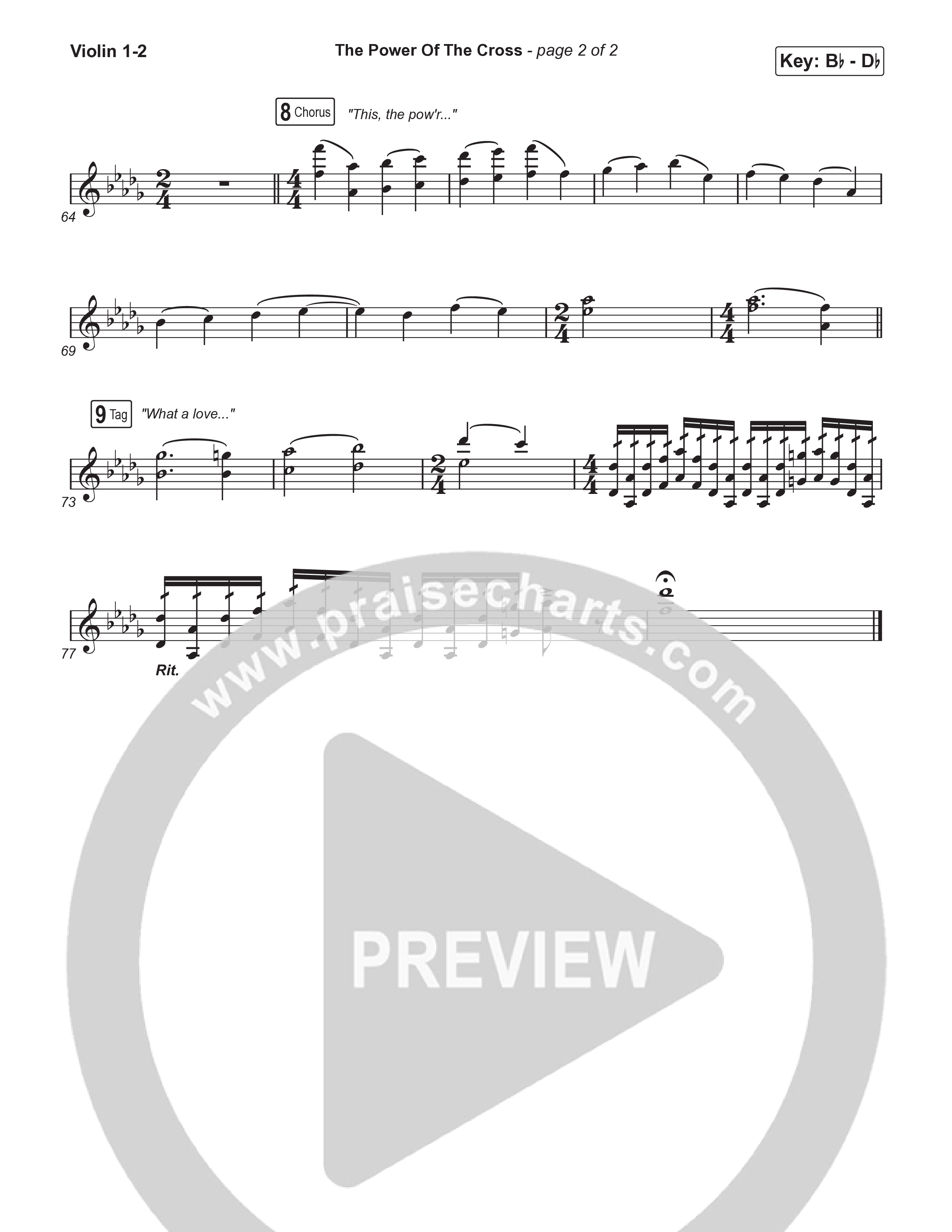 The Power Of The Cross (Choral/SATB) Violin 1,2 (Travis Cottrell / Arr. Mason Brown)