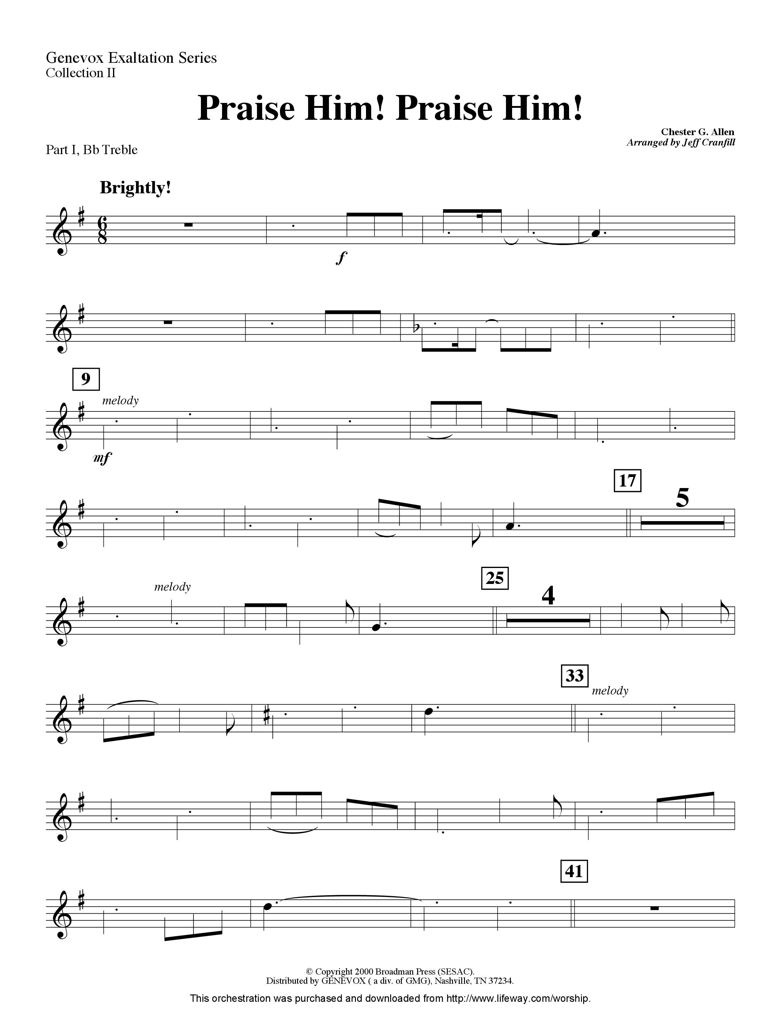 Praise Him Praise Him (Instrumental) Part 1: Bb, C, Eb Treble (Lifeway Worship / Arr. Jeff Cranfill)