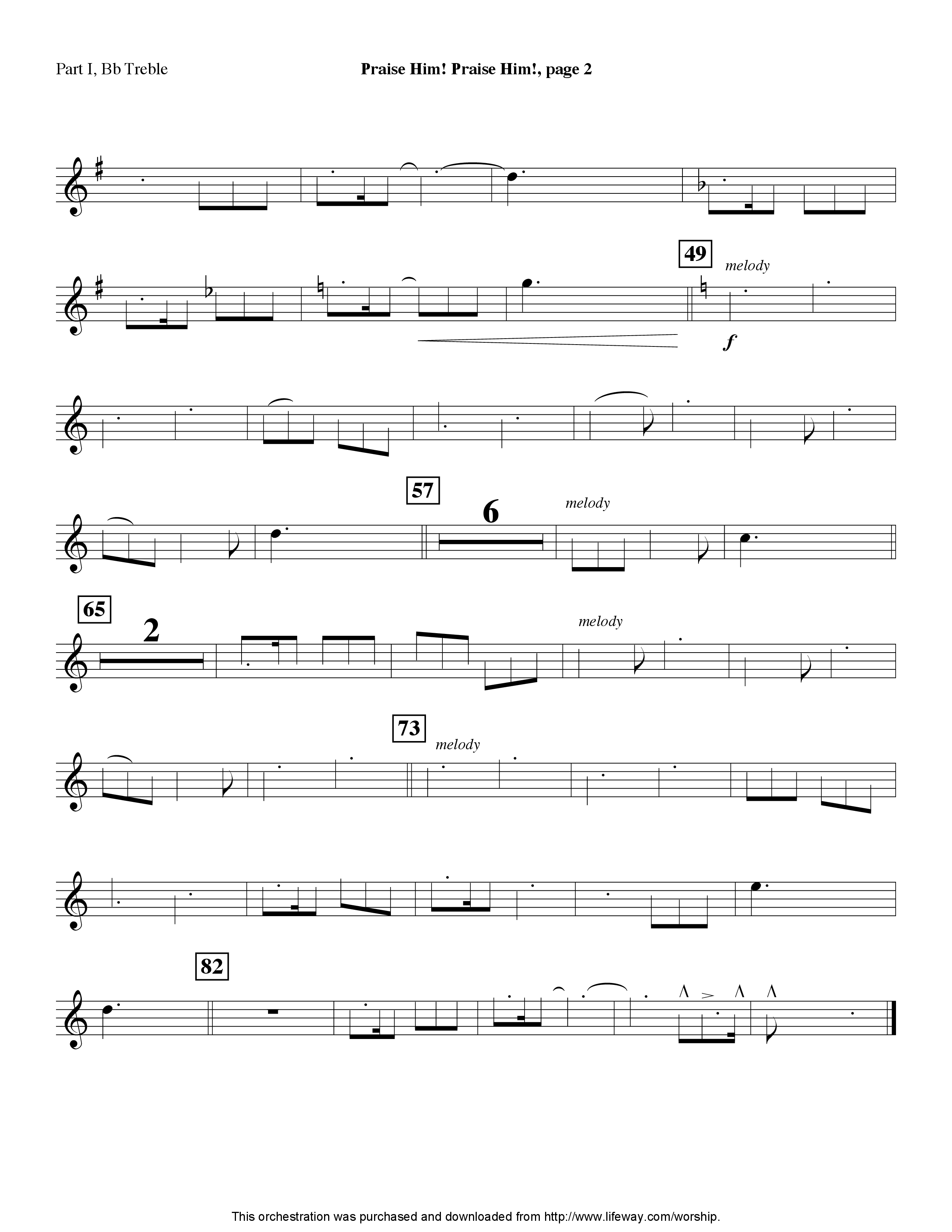 Praise Him Praise Him (Instrumental) Part 1: Bb, C, Eb Treble (Lifeway Worship / Arr. Jeff Cranfill)