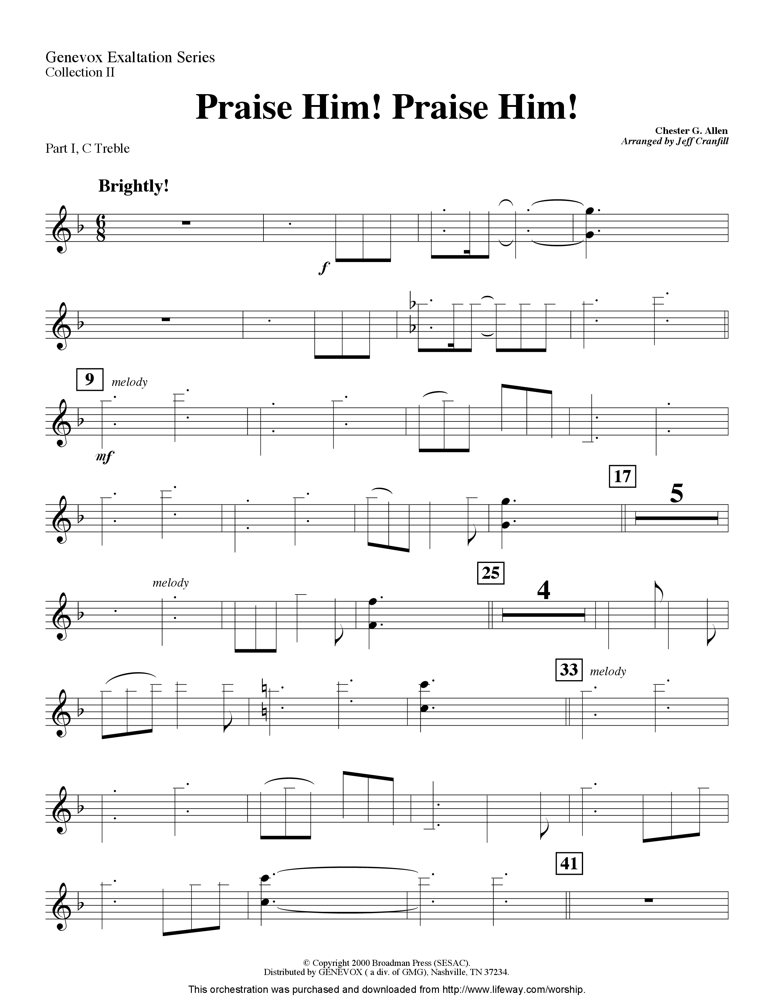 Praise Him Praise Him (Instrumental) Part 1: Bb, C, Eb Treble (Lifeway Worship / Arr. Jeff Cranfill)