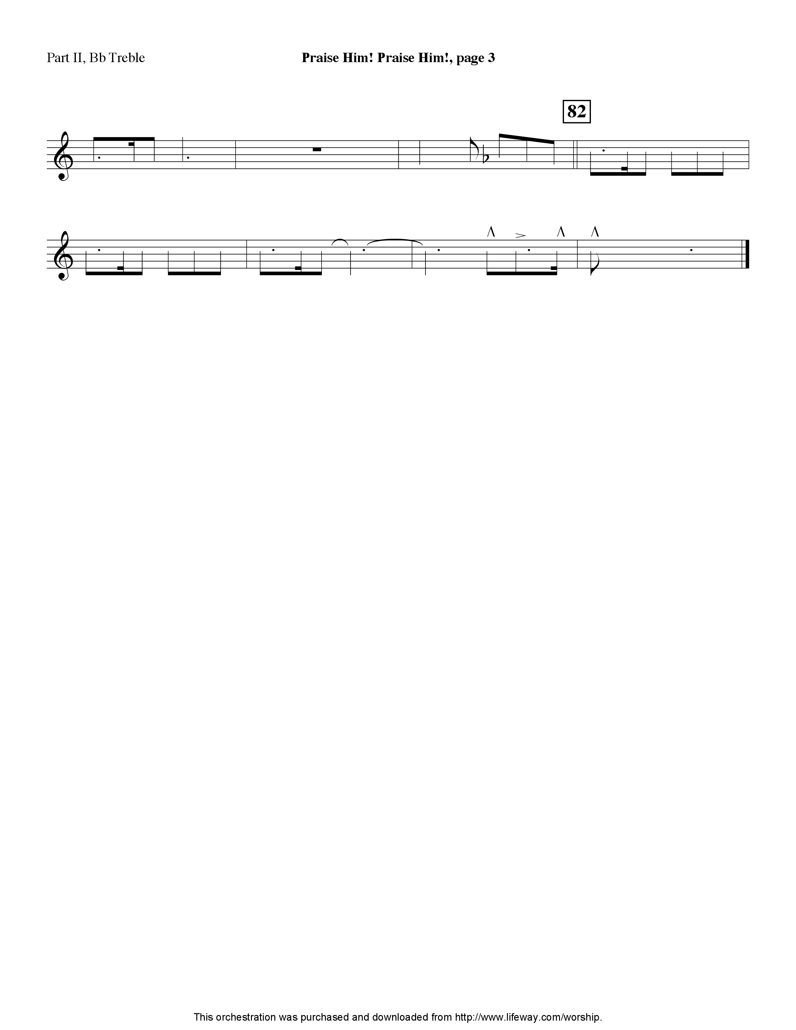 Praise Him Praise Him (Instrumental) Part 2: Bb, C, Eb, F Treble (Lifeway Worship / Arr. Jeff Cranfill)
