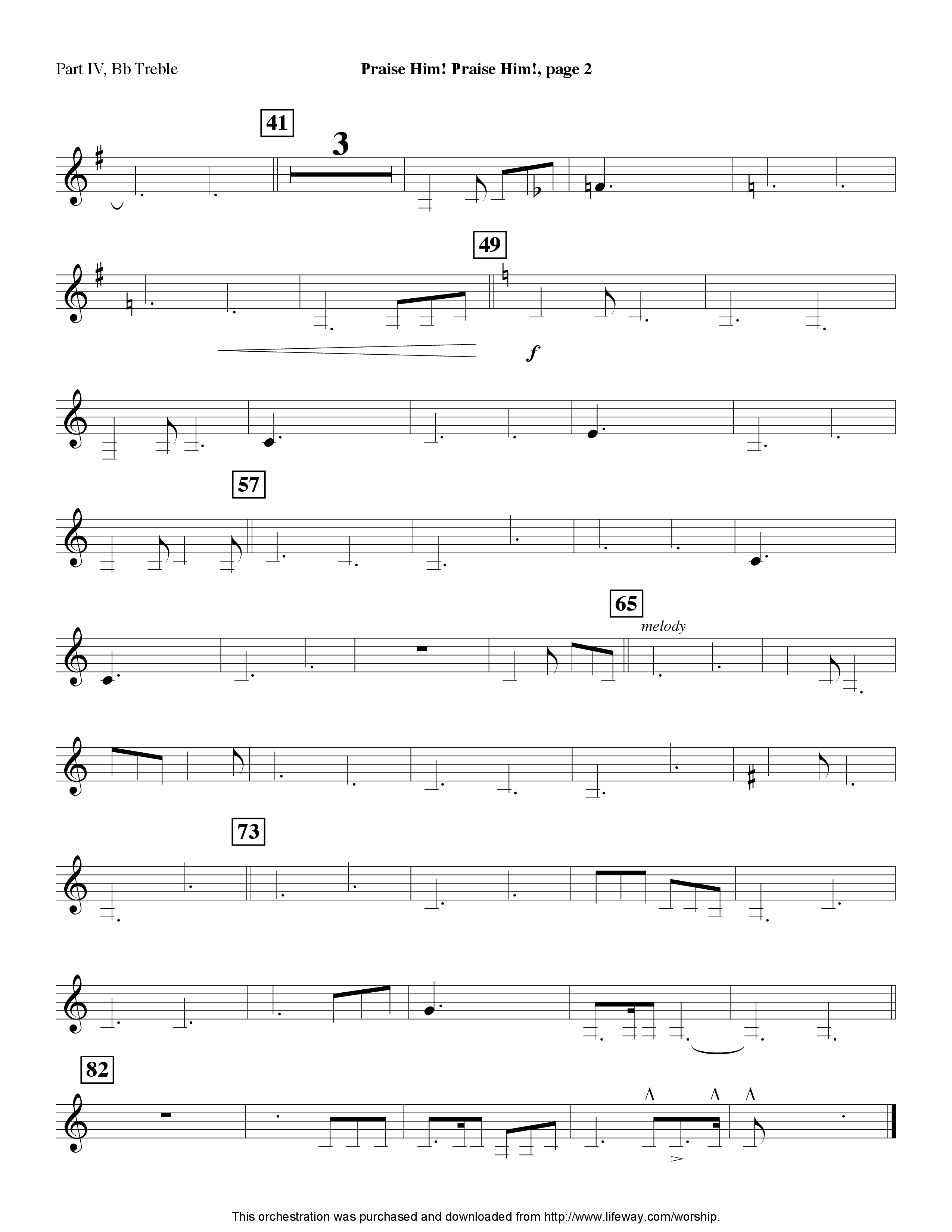 Praise Him Praise Him (Instrumental) Part 4: Bb, Eb Treble, C Bass (Lifeway Worship / Arr. Jeff Cranfill)