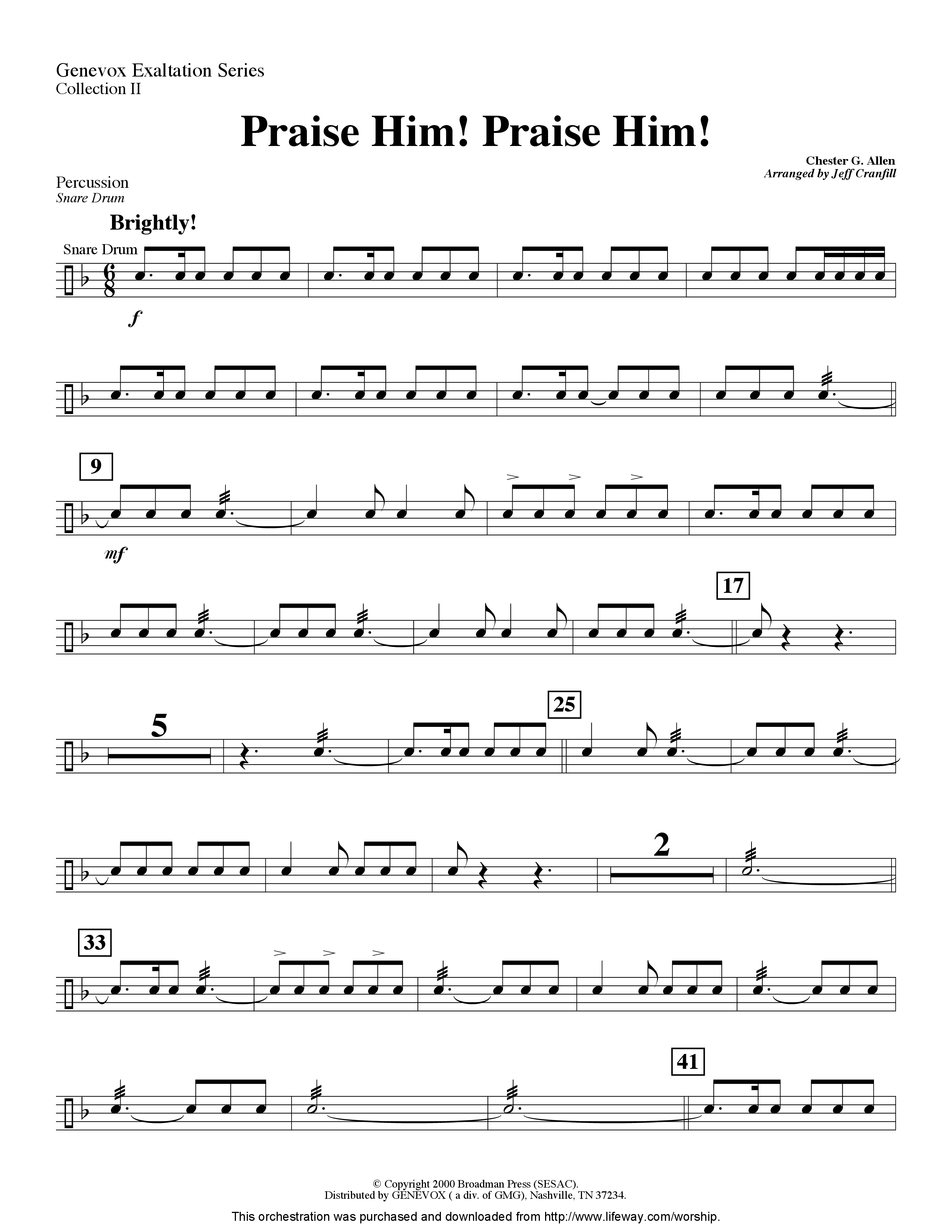 Praise Him Praise Him (Instrumental) Percussion (Lifeway Worship / Arr. Jeff Cranfill)