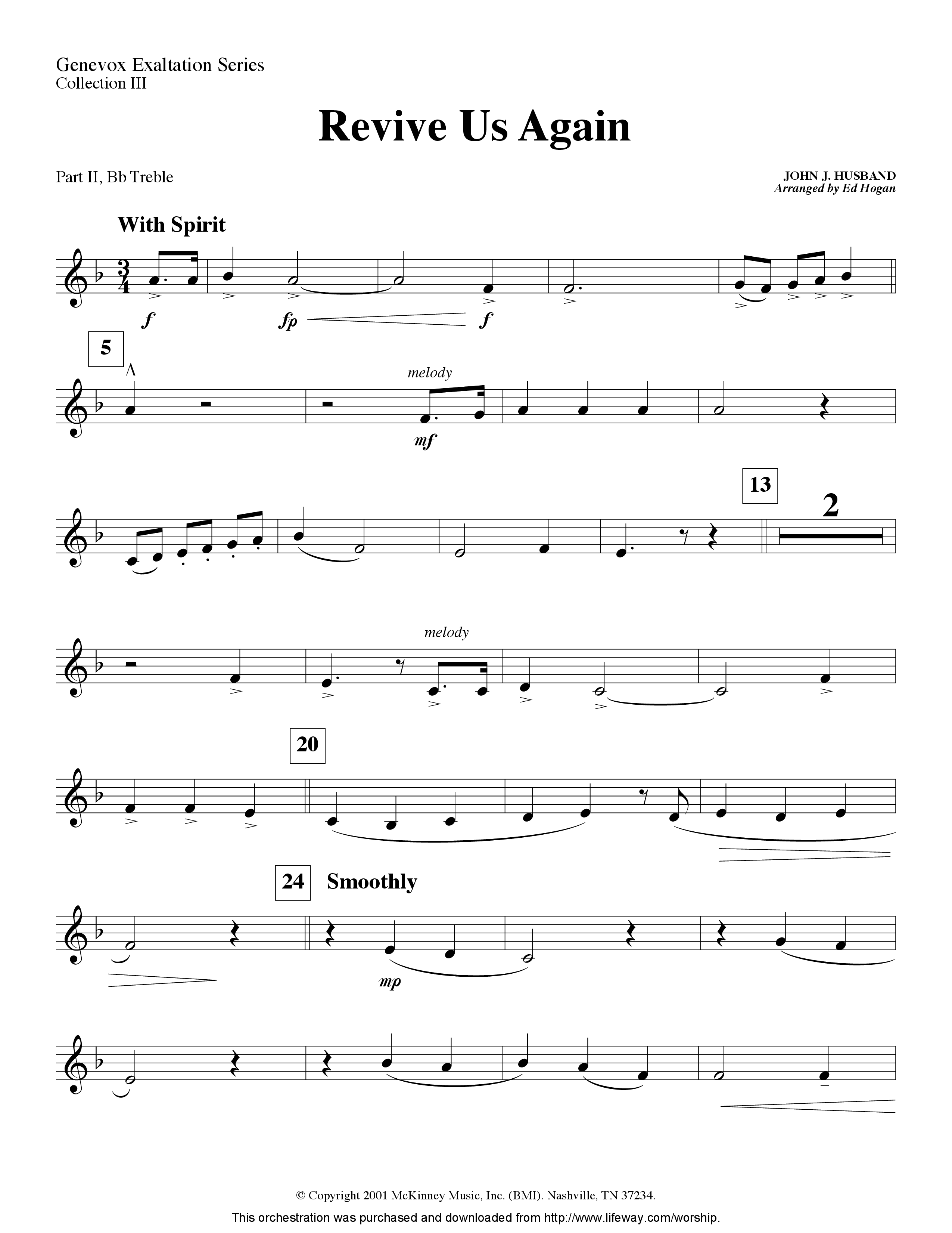 Revive Us Again (Instrumental) Part 2: Bb, C, Eb, F Treble (Lifeway Worship / Arr. Ed Hogan)