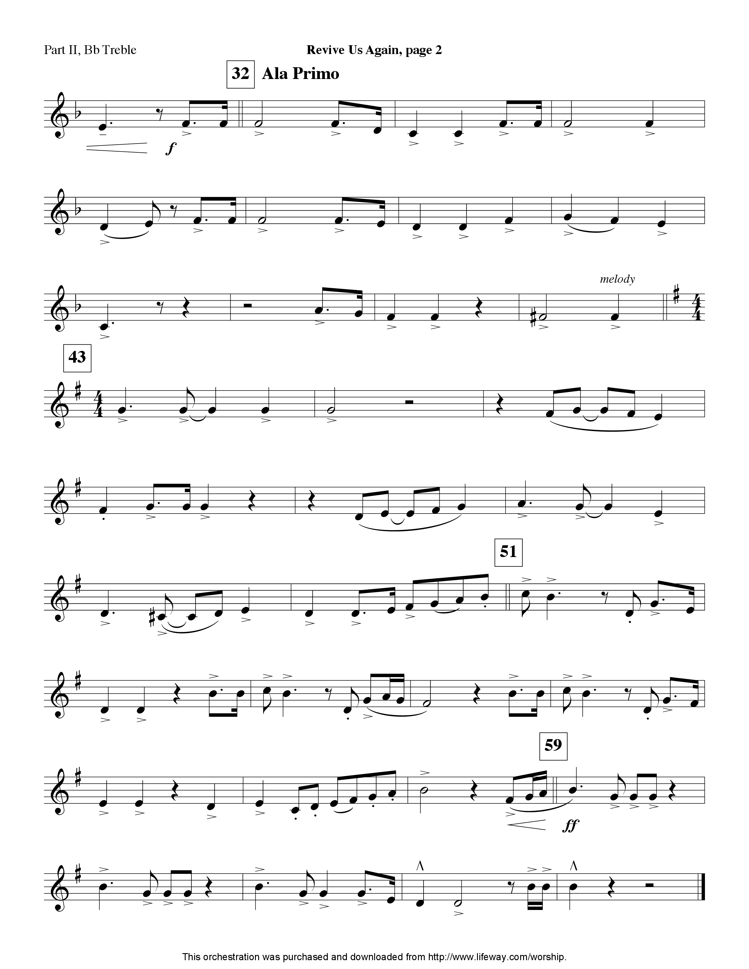 Revive Us Again (Instrumental) Part 2: Bb, C, Eb, F Treble (Lifeway Worship / Arr. Ed Hogan)