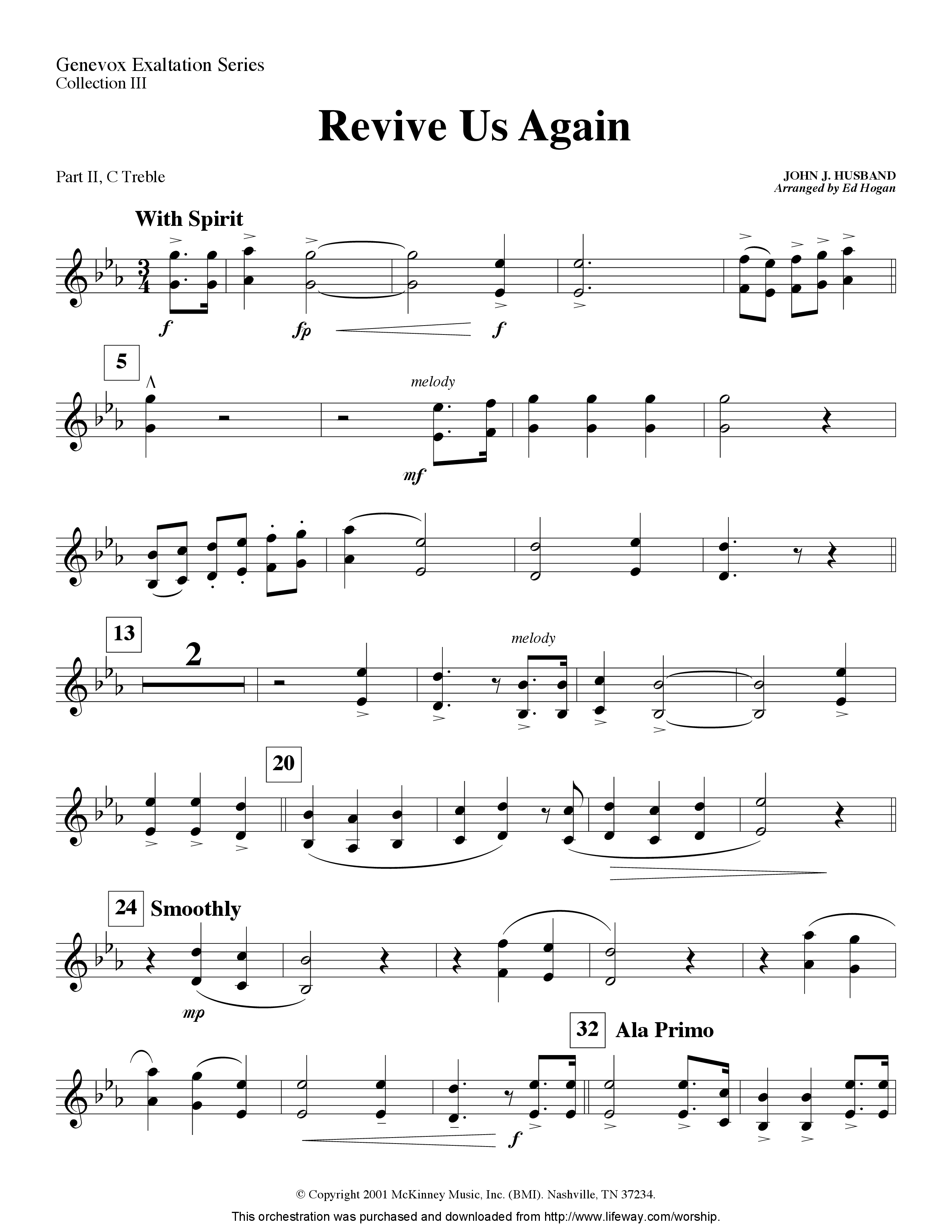 Revive Us Again (Instrumental) Part 2: Bb, C, Eb, F Treble (Lifeway Worship / Arr. Ed Hogan)