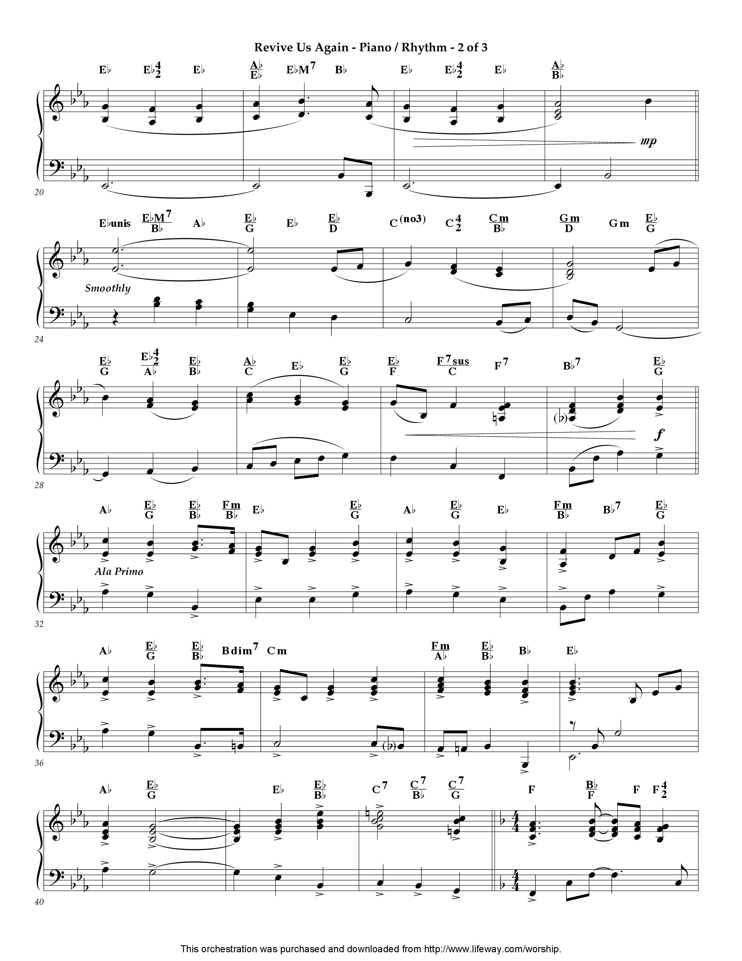 Revive Us Again (Instrumental) Piano Sheet (Lifeway Worship / Arr. Ed Hogan)