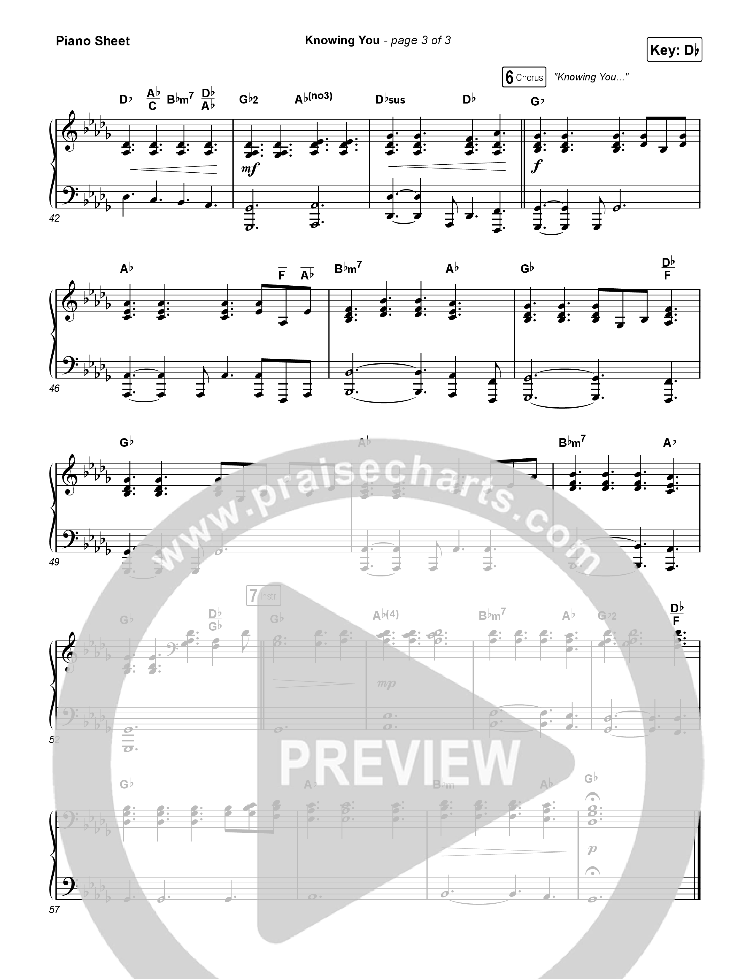 Knowing You Piano Sheet (Pat Barrett / Steffany Gretzinger)