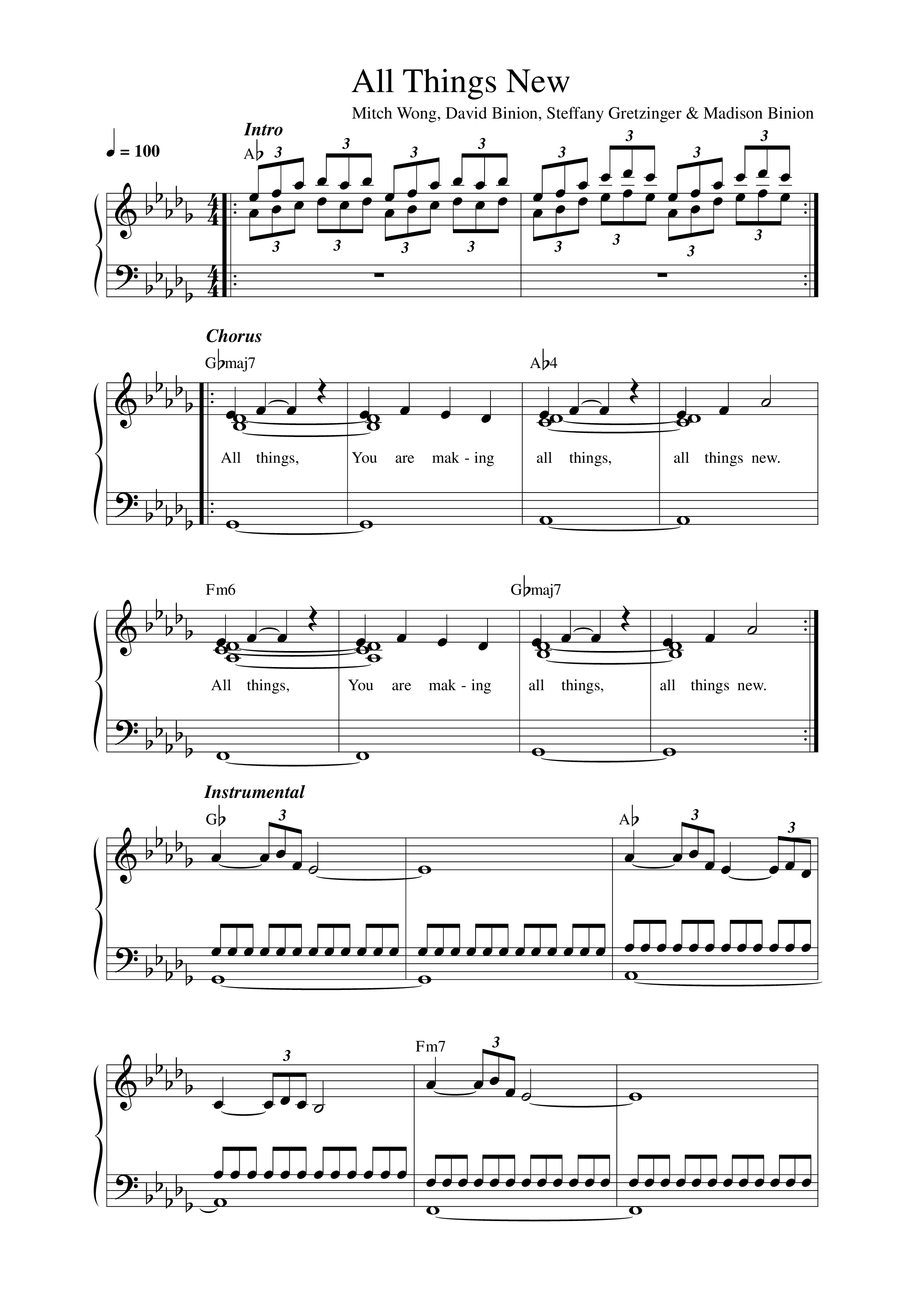 All Things New Lead Sheet Melody (David & Nicole Binion)