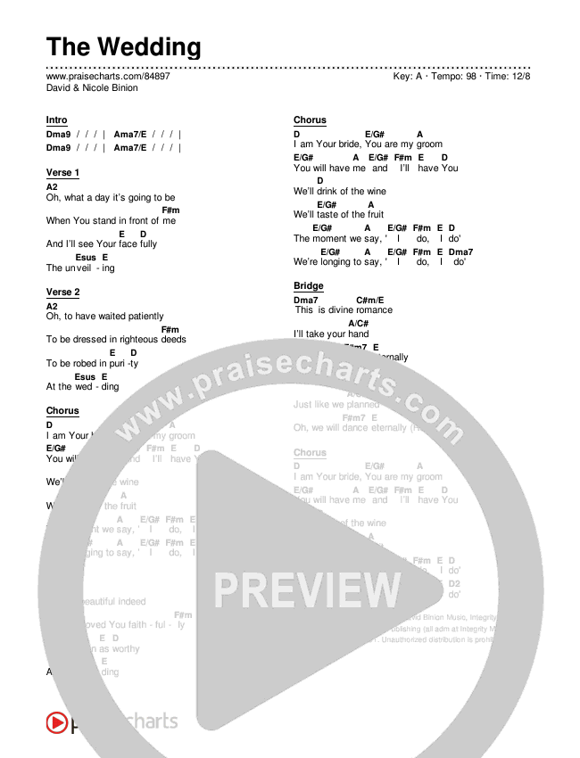 The Wedding Chord Chart (David & Nicole Binion)