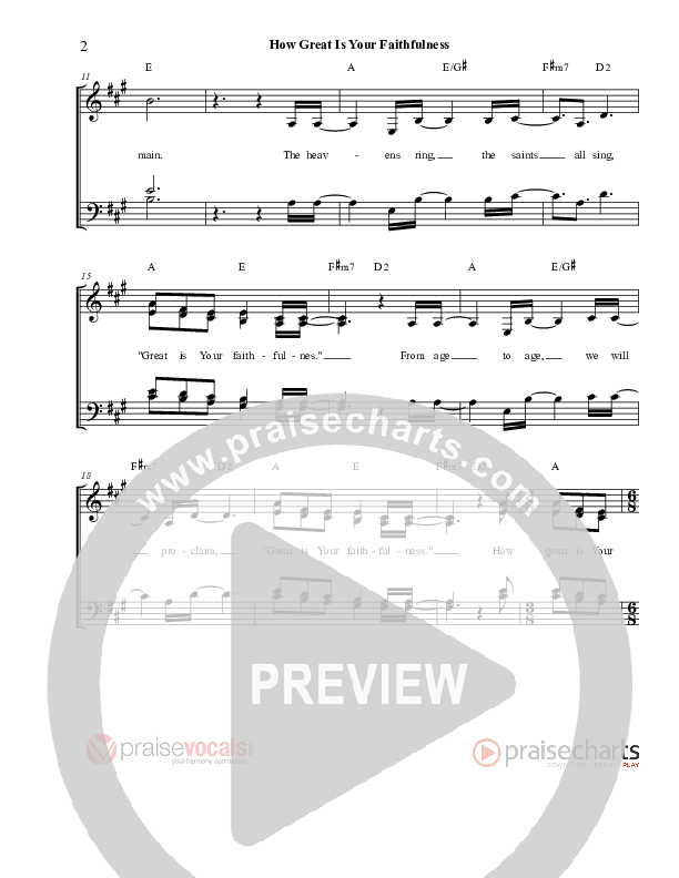 How Great Is Your Faithfulness Lead Sheet (PraiseVocals)