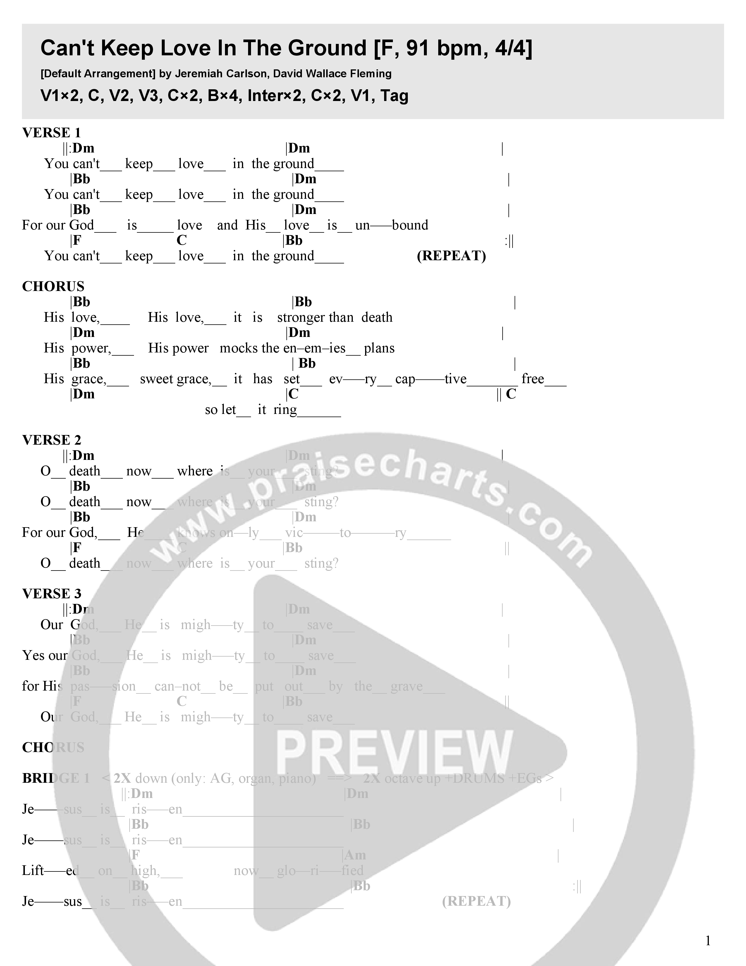 Can’t Keep Love In The Ground (Live) Chord Chart (Chapel Music Fellowship / Mountain People Worship / Jeremiah Carlson)