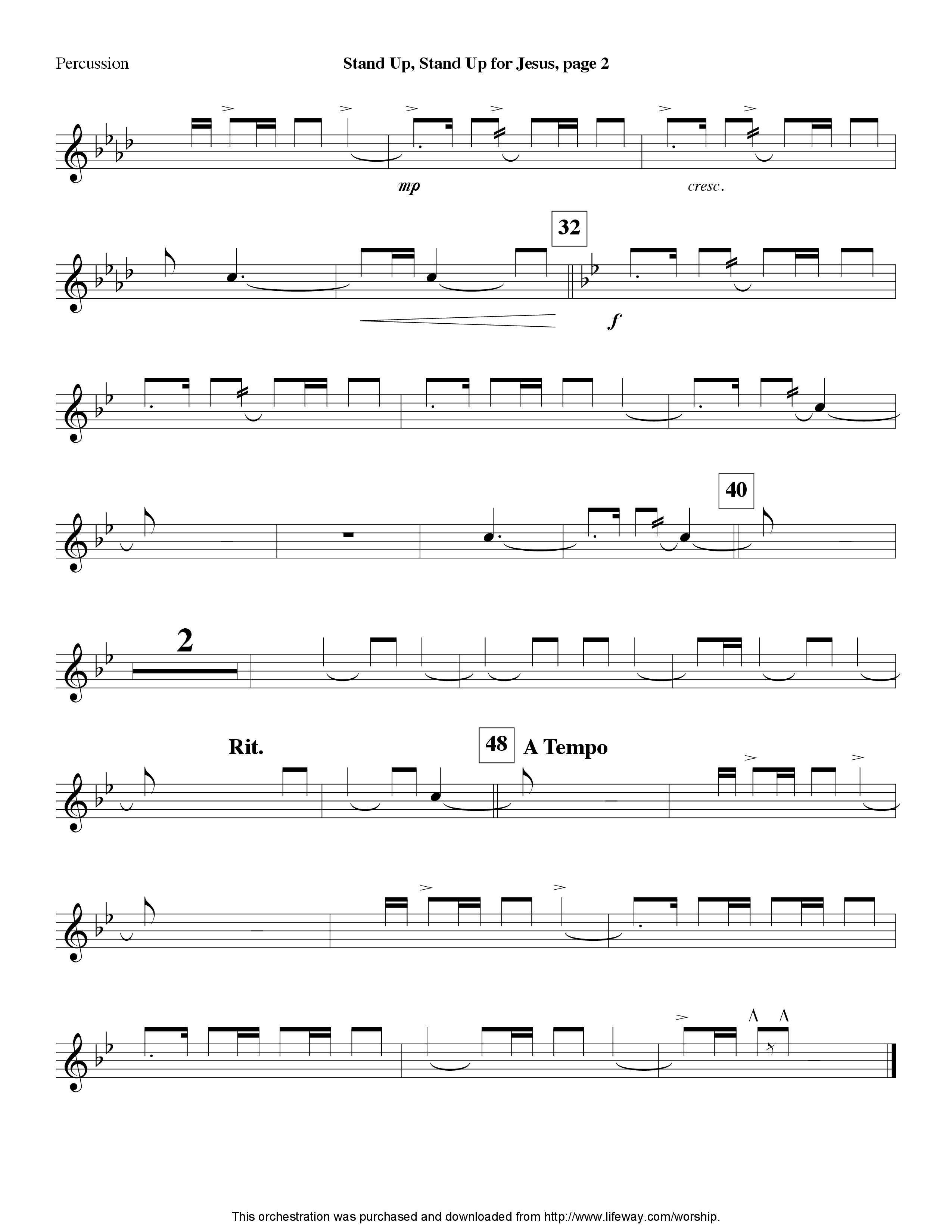 Stand Up Stand Up For Jesus (Instrumental) Percussion (Lifeway Worship / Arr. Jeff Cranfill)