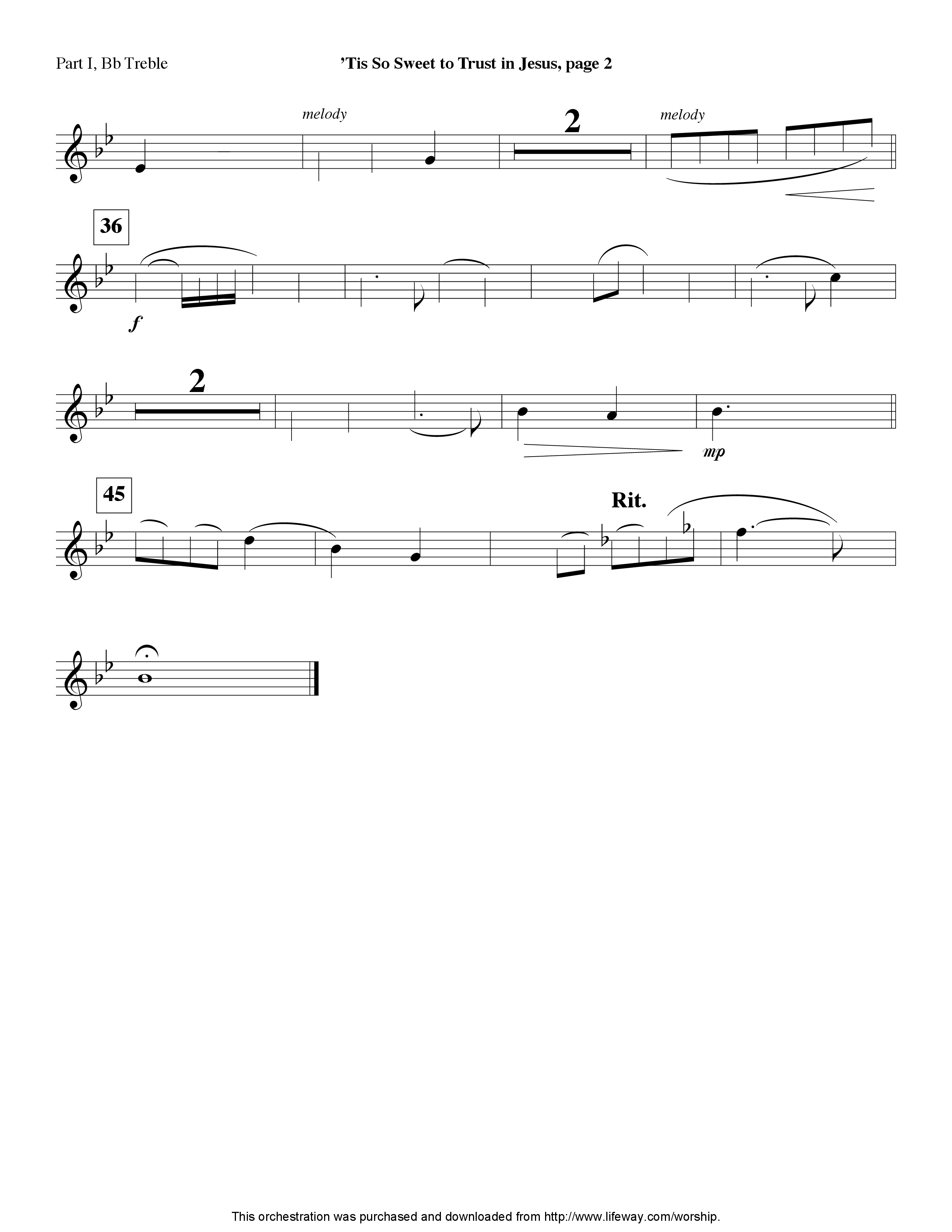 Tis So Sweet To Trust In Jesus (Instrumental) Part 1: Bb, C, Eb Treble (Lifeway Worship / Arr. Jeff Cranfill)