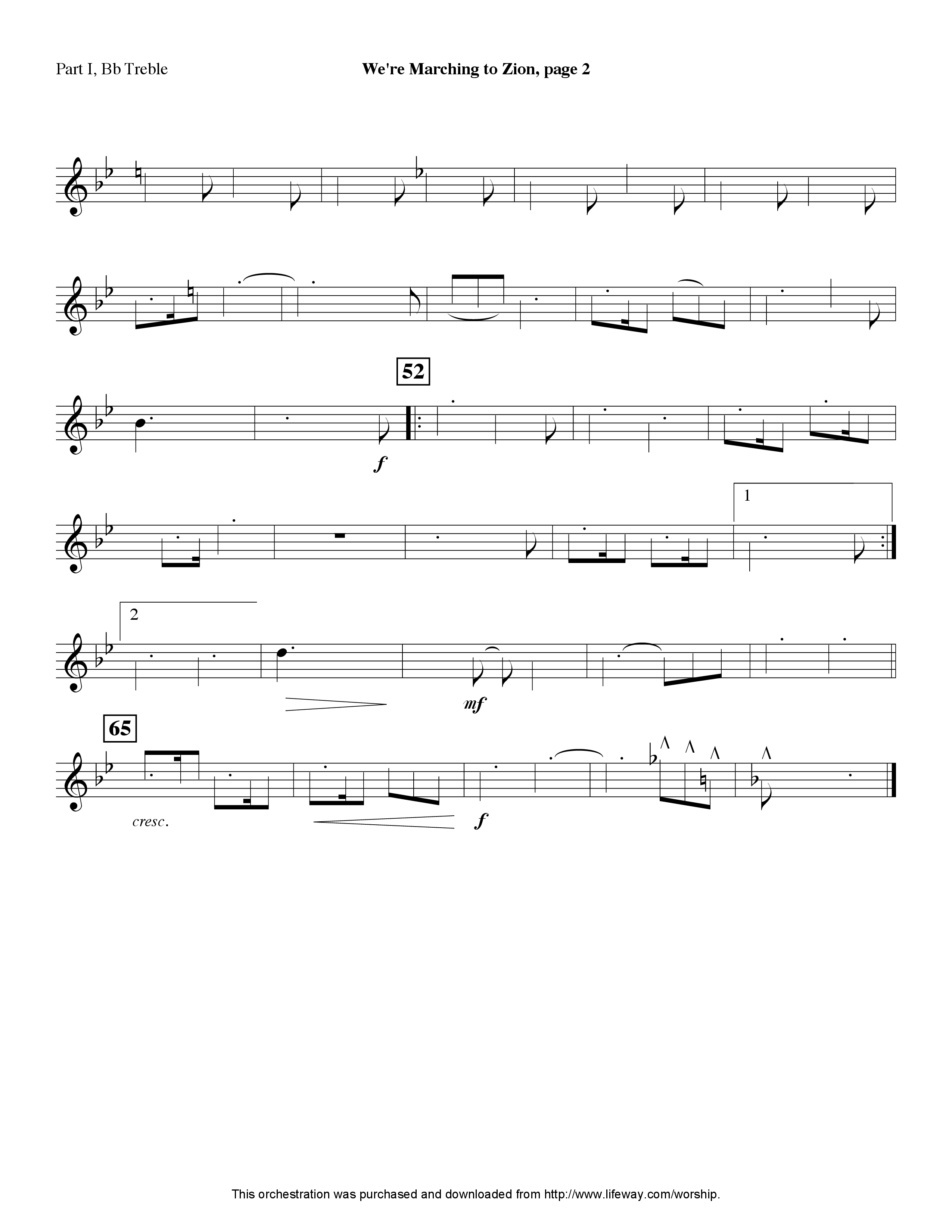 We're Marching To Zion (Instrumental) Part 1: Bb, C, Eb Treble (Lifeway Worship / Arr. Jeff Cranfill)