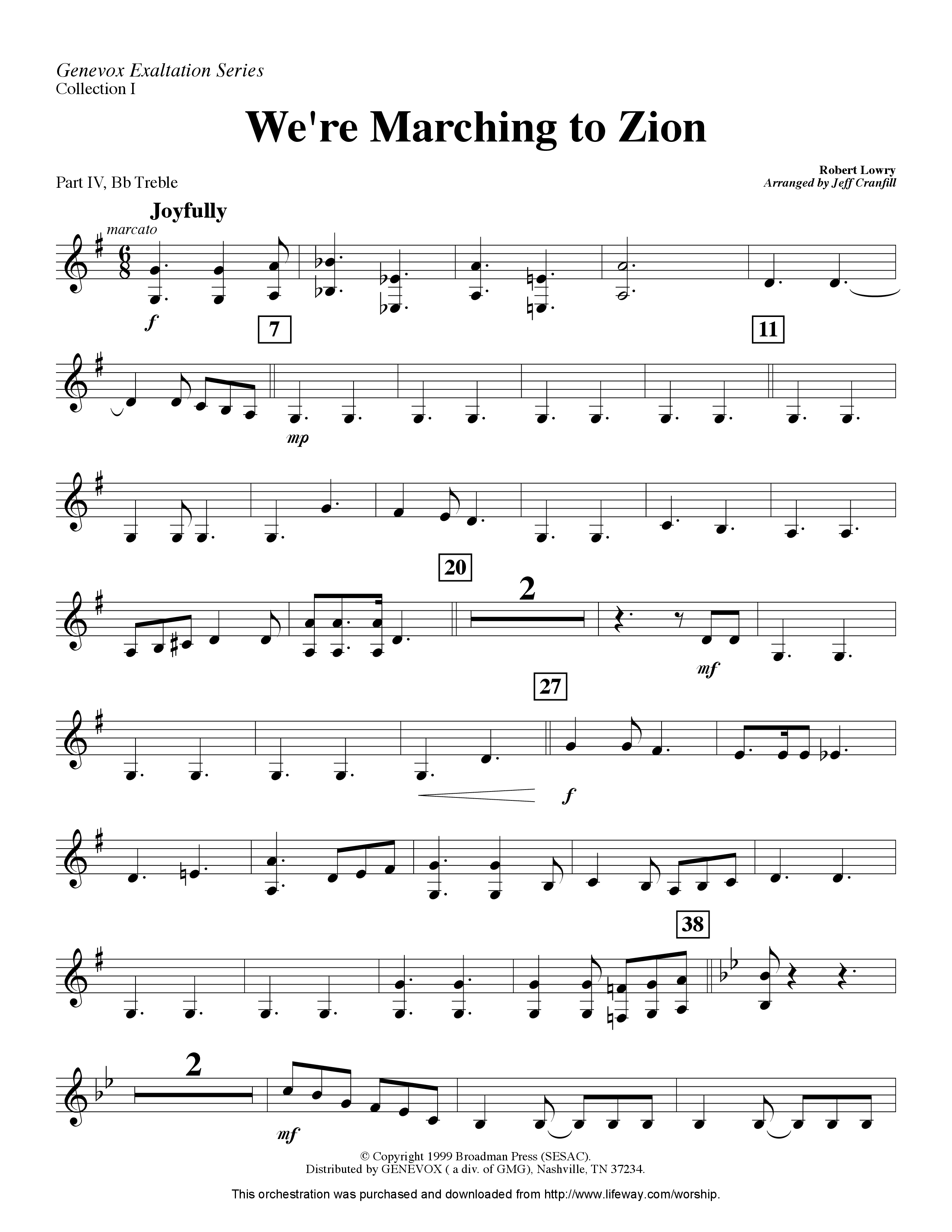 We're Marching To Zion (Instrumental) Part 4: Bb, Eb Treble, C Bass (Lifeway Worship / Arr. Jeff Cranfill)