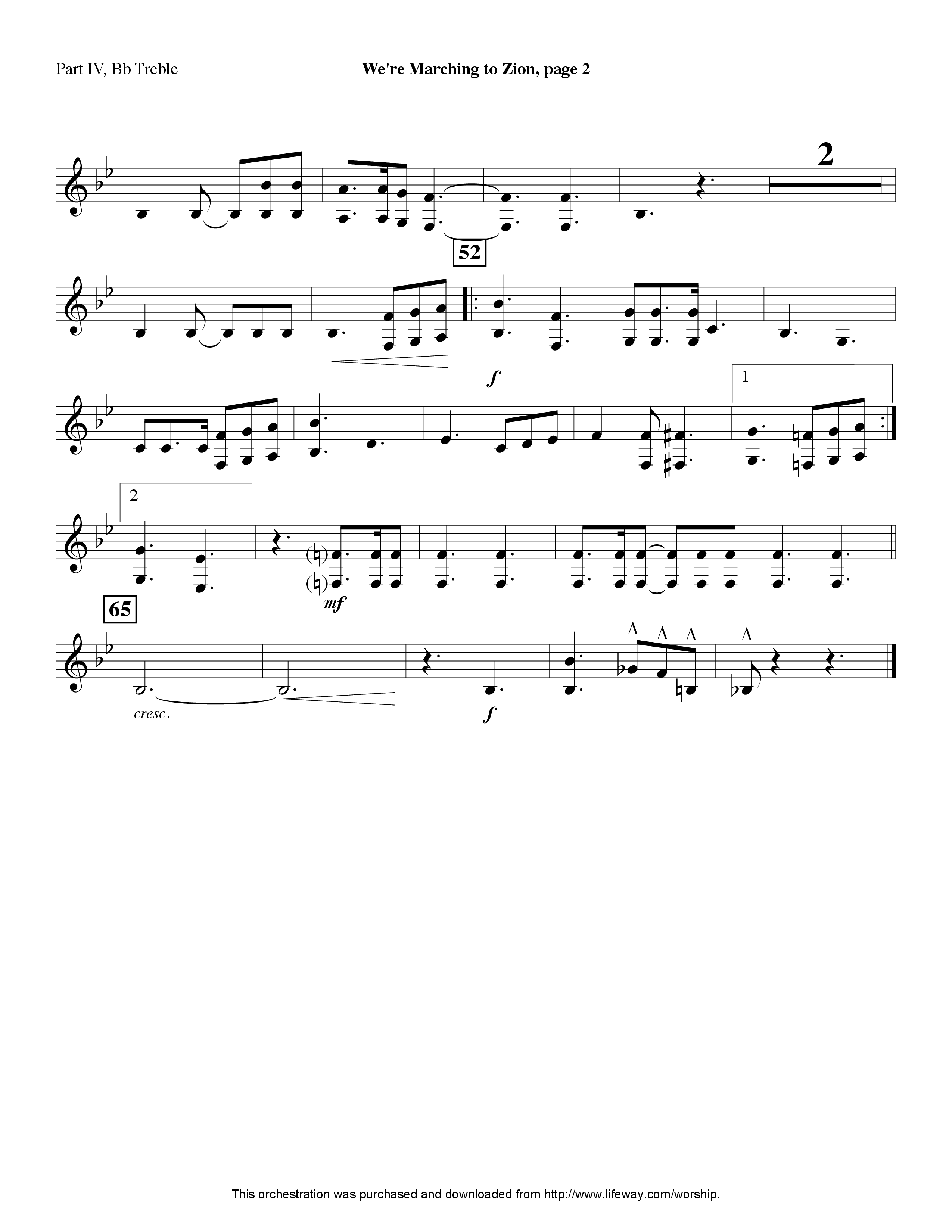 We're Marching To Zion (Instrumental) Part 4: Bb, Eb Treble, C Bass (Lifeway Worship / Arr. Jeff Cranfill)