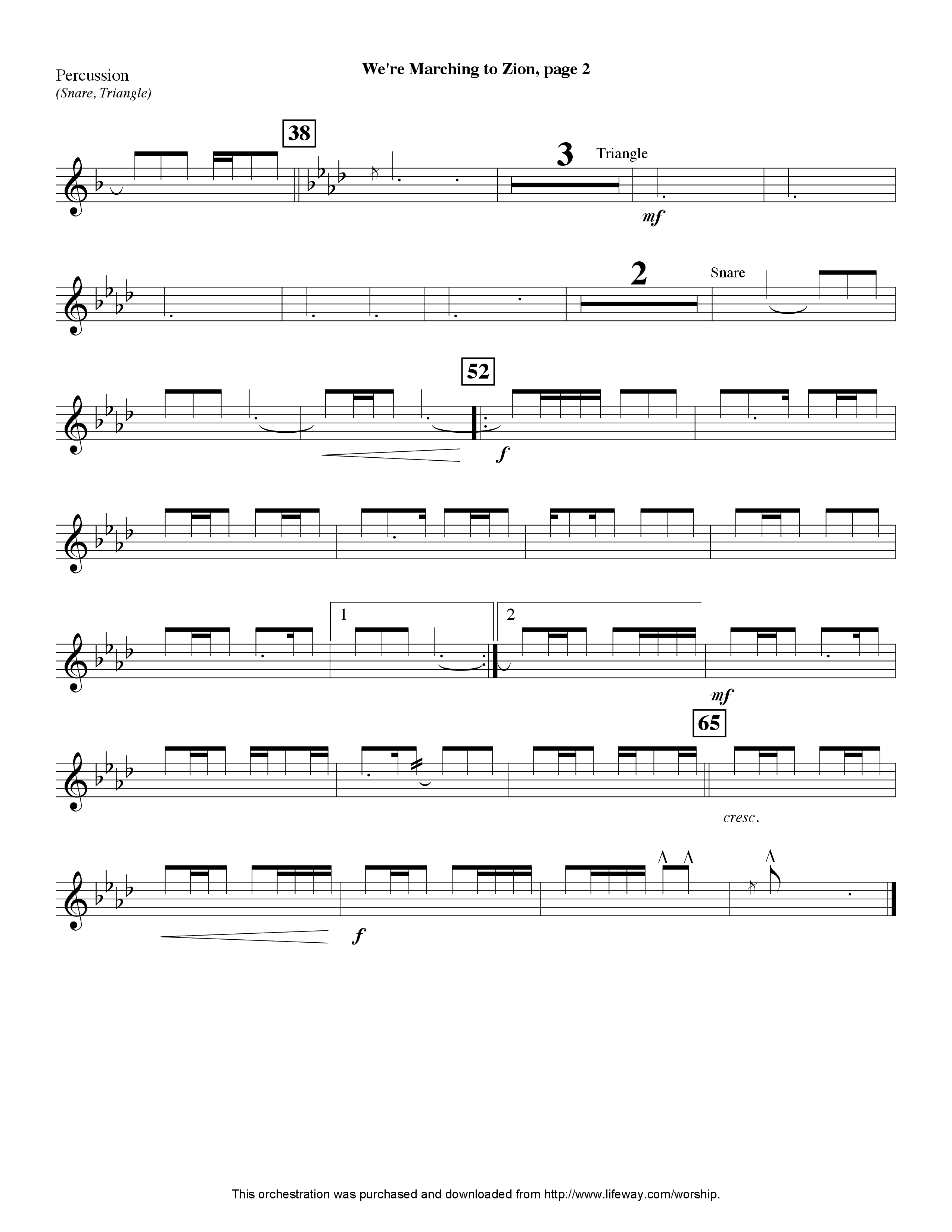We're Marching To Zion (Instrumental) Percussion (Lifeway Worship / Arr. Jeff Cranfill)
