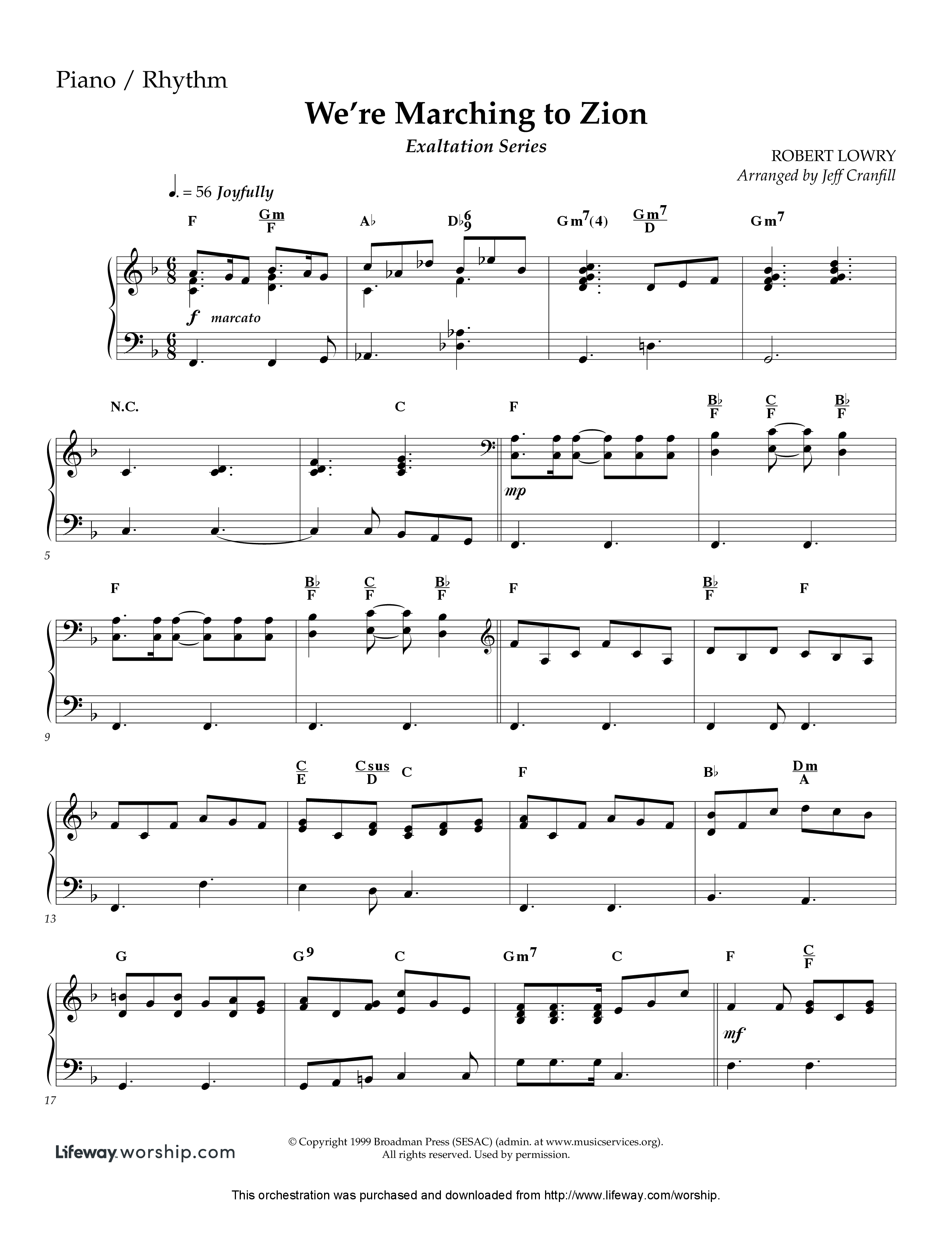 We're Marching To Zion (Instrumental) Piano Sheet (Lifeway Worship / Arr. Jeff Cranfill)
