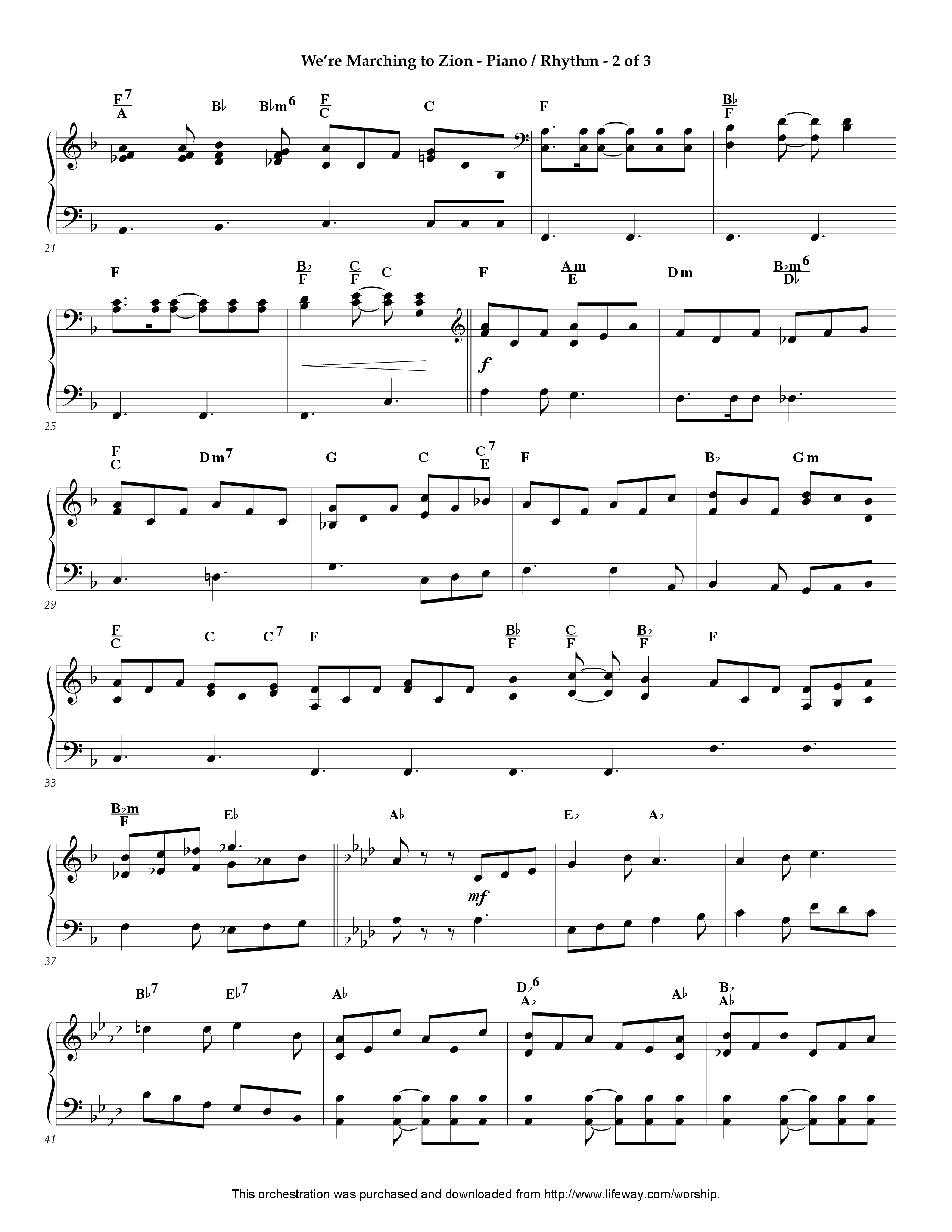 We're Marching To Zion (Instrumental) Piano Sheet (Lifeway Worship / Arr. Jeff Cranfill)