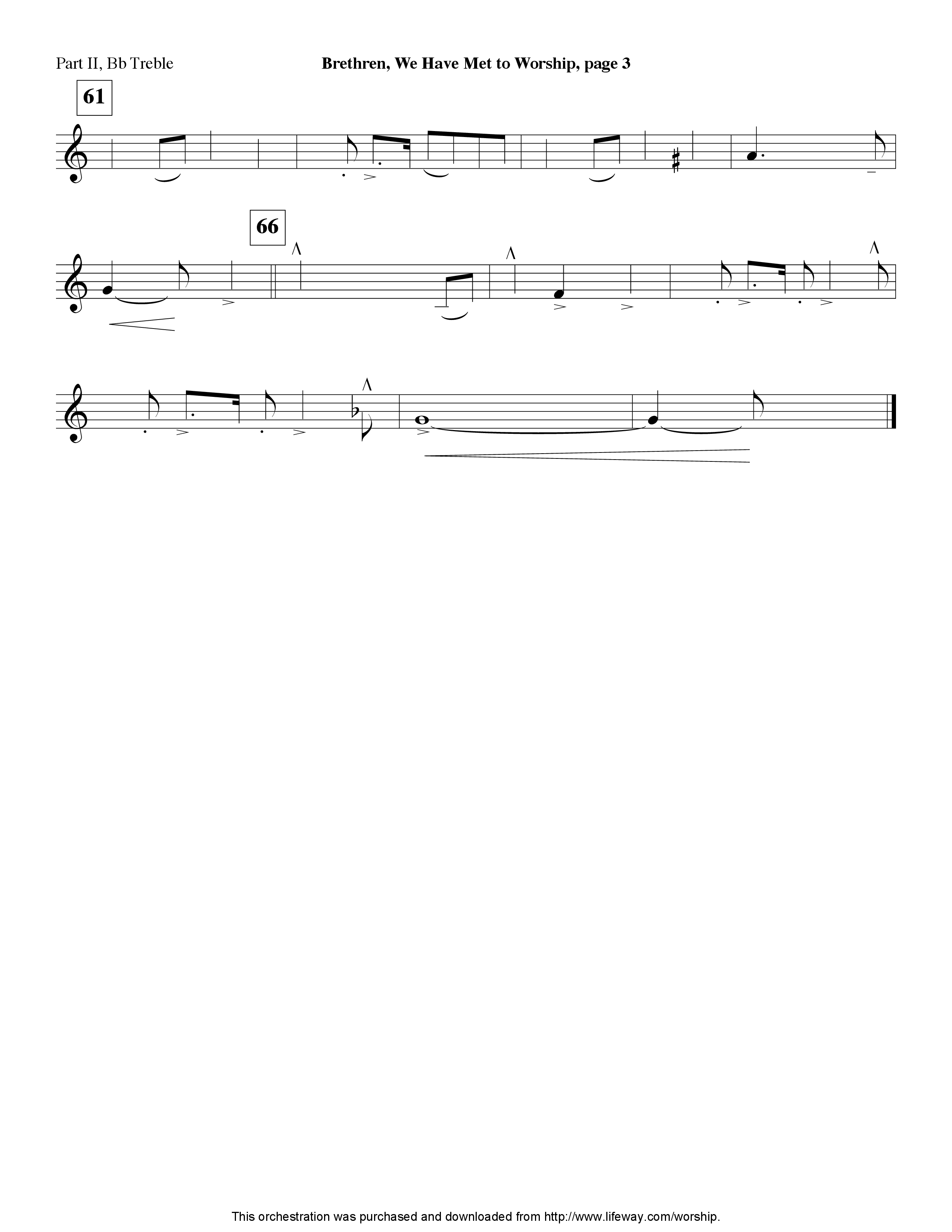 Brethren We Have Met To Worship (Instrumental) Part 2: Bb, C, Eb, F Treble (Lifeway Worship / Arr. Ed Hogan)