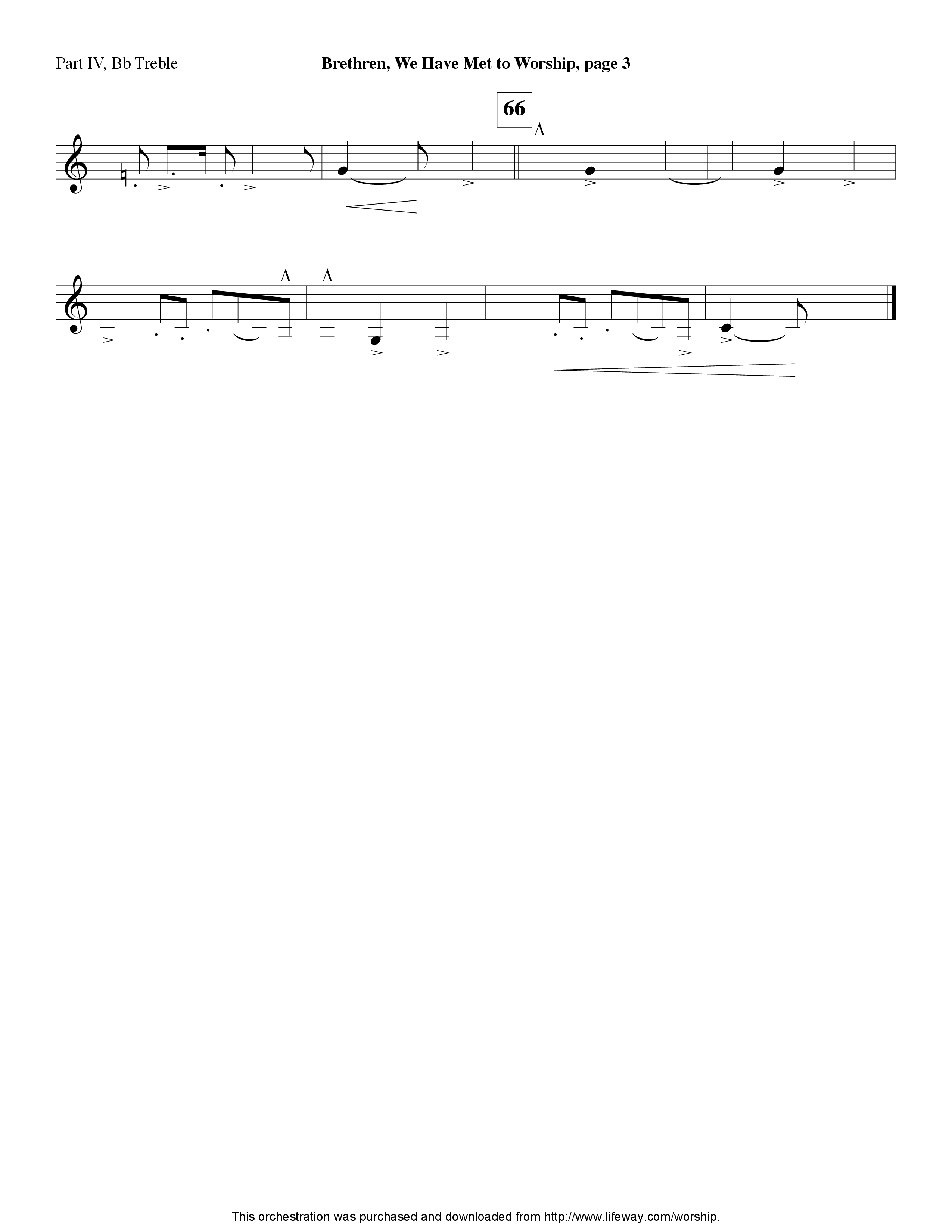 Brethren We Have Met To Worship (Instrumental) Part 4: Bb, Eb Treble, C Bass (Lifeway Worship / Arr. Ed Hogan)