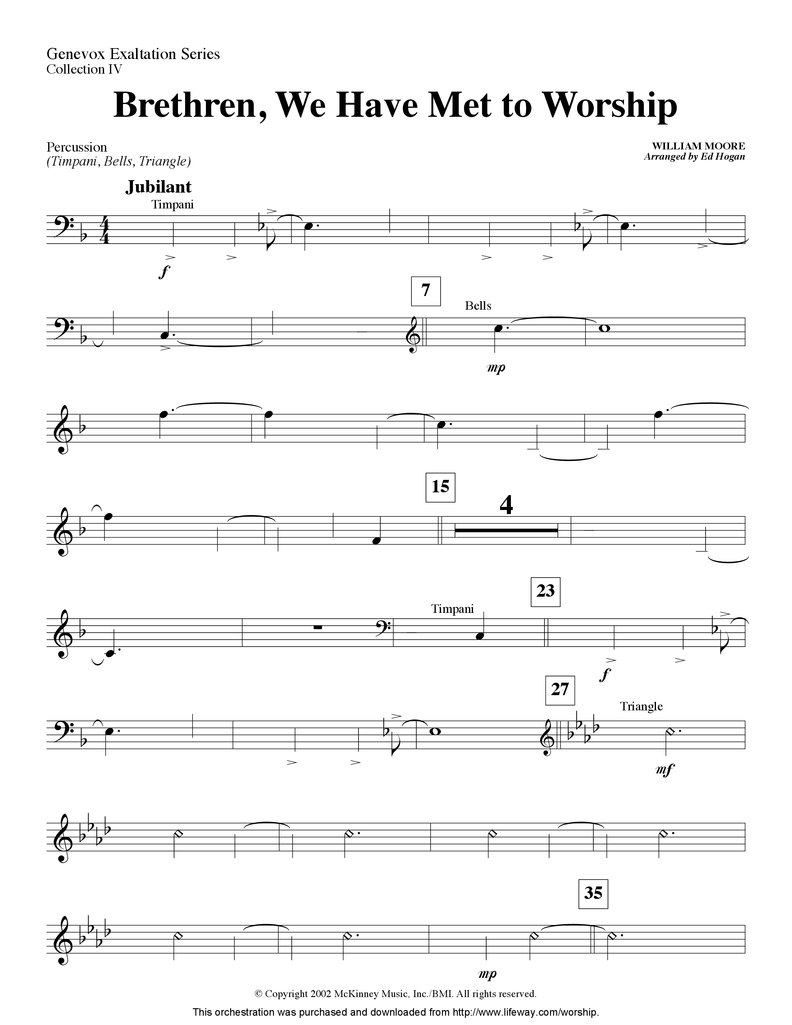 Brethren We Have Met To Worship (Instrumental) Percussion (Lifeway Worship / Arr. Ed Hogan)