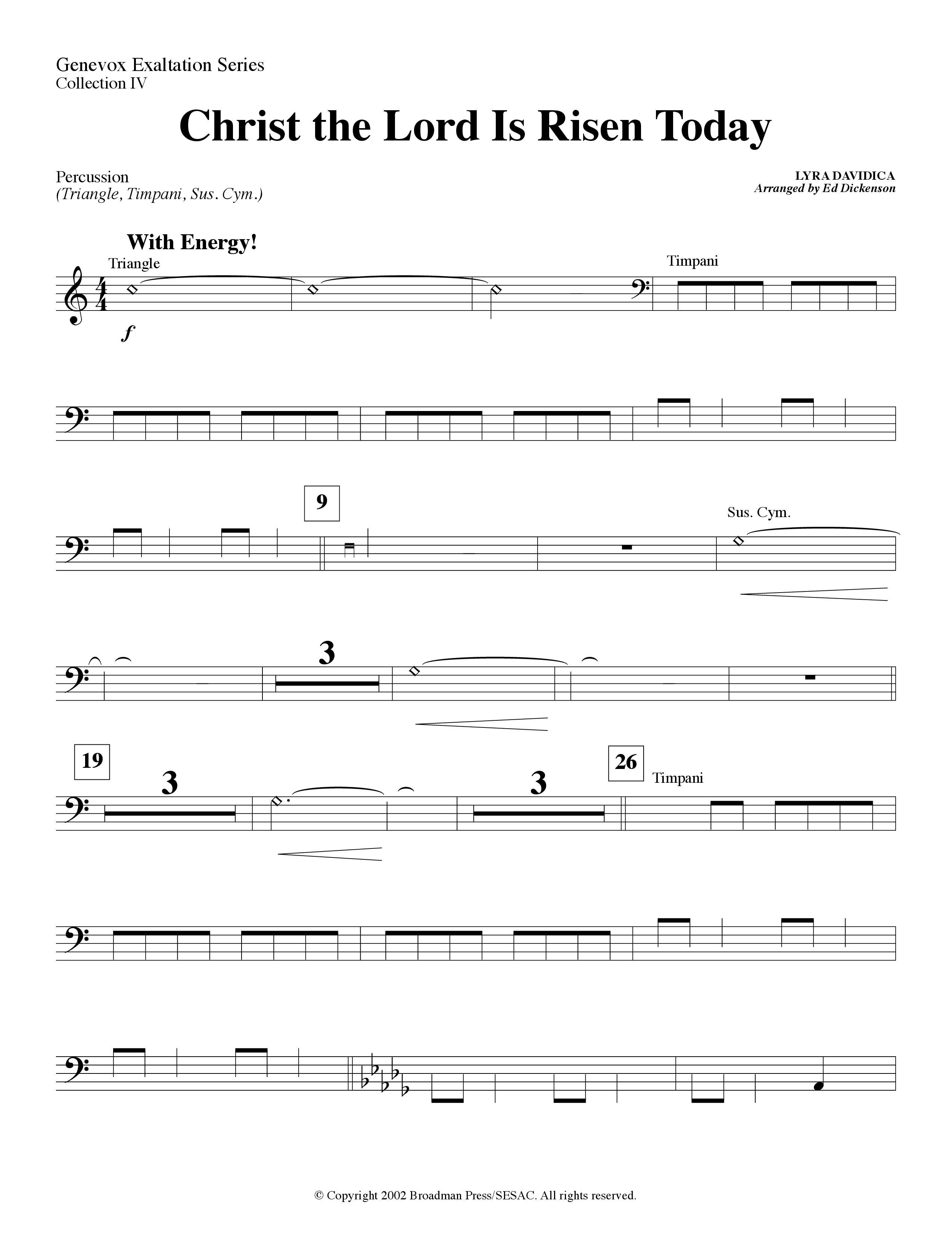 Christ The Lord Is Risen Today (Instrumental) Percussion (Lifeway Worship / Arr. Ed Dickinson)