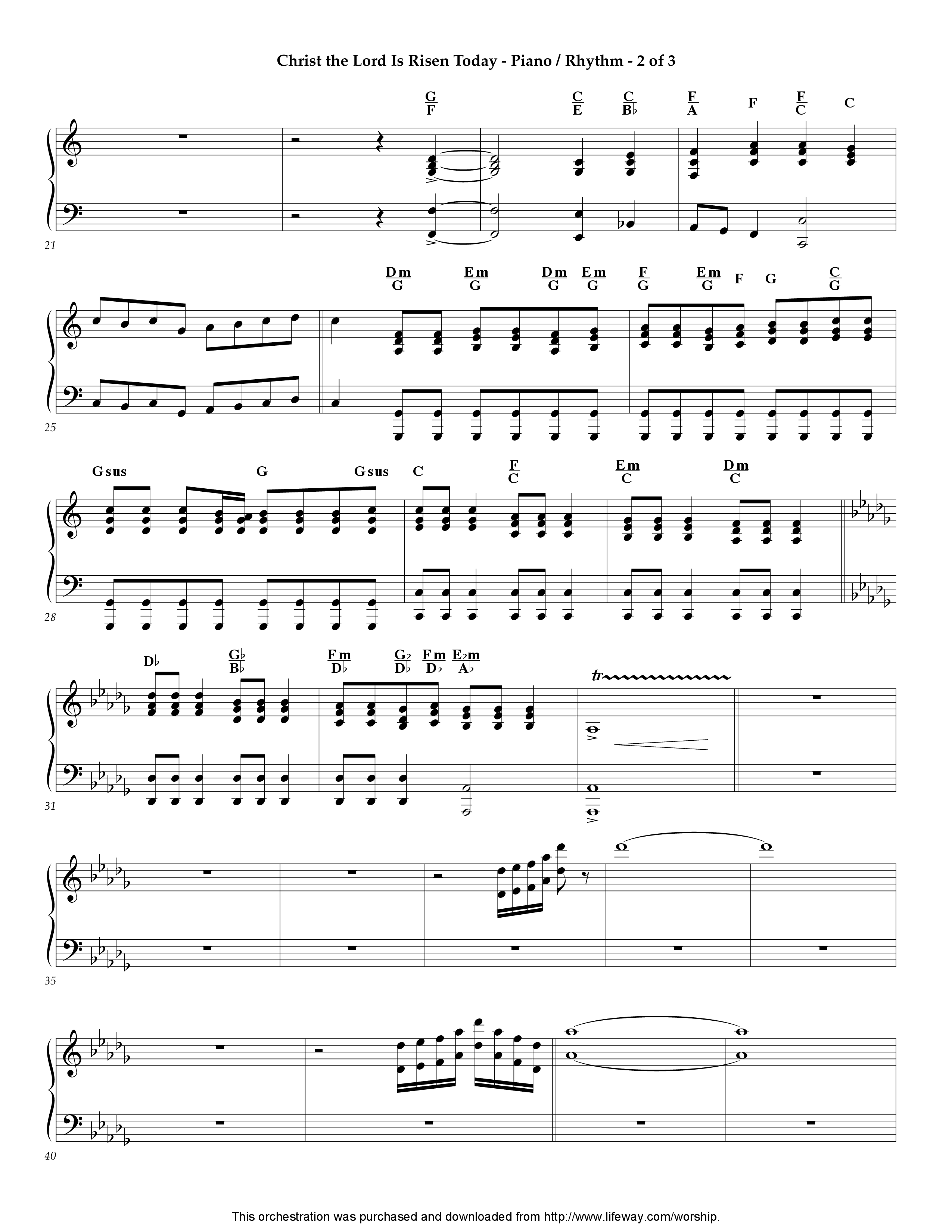 Christ The Lord Is Risen Today (Instrumental) Piano Sheet (Lifeway Worship / Arr. Ed Dickinson)