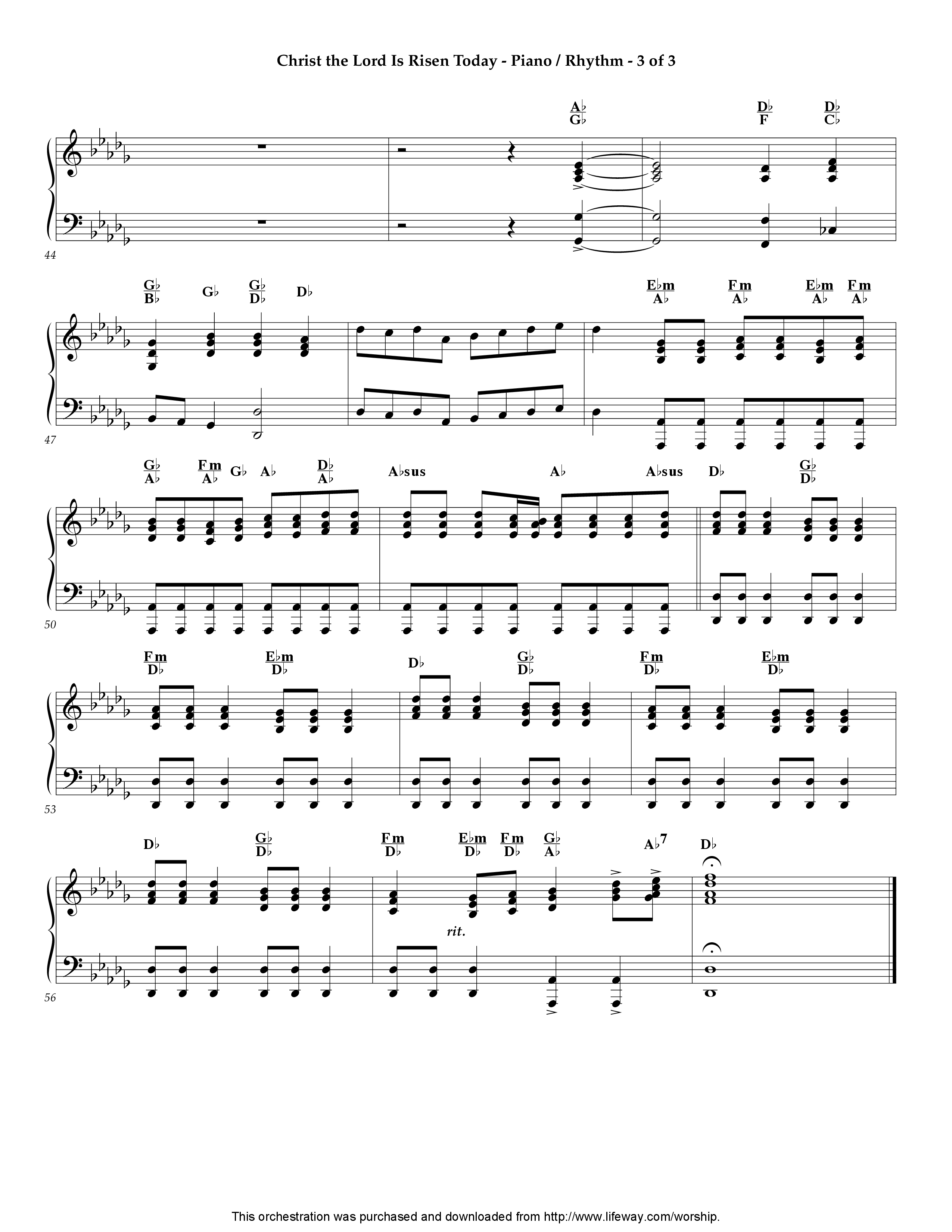 Christ The Lord Is Risen Today (Instrumental) Piano Sheet (Lifeway Worship / Arr. Ed Dickinson)