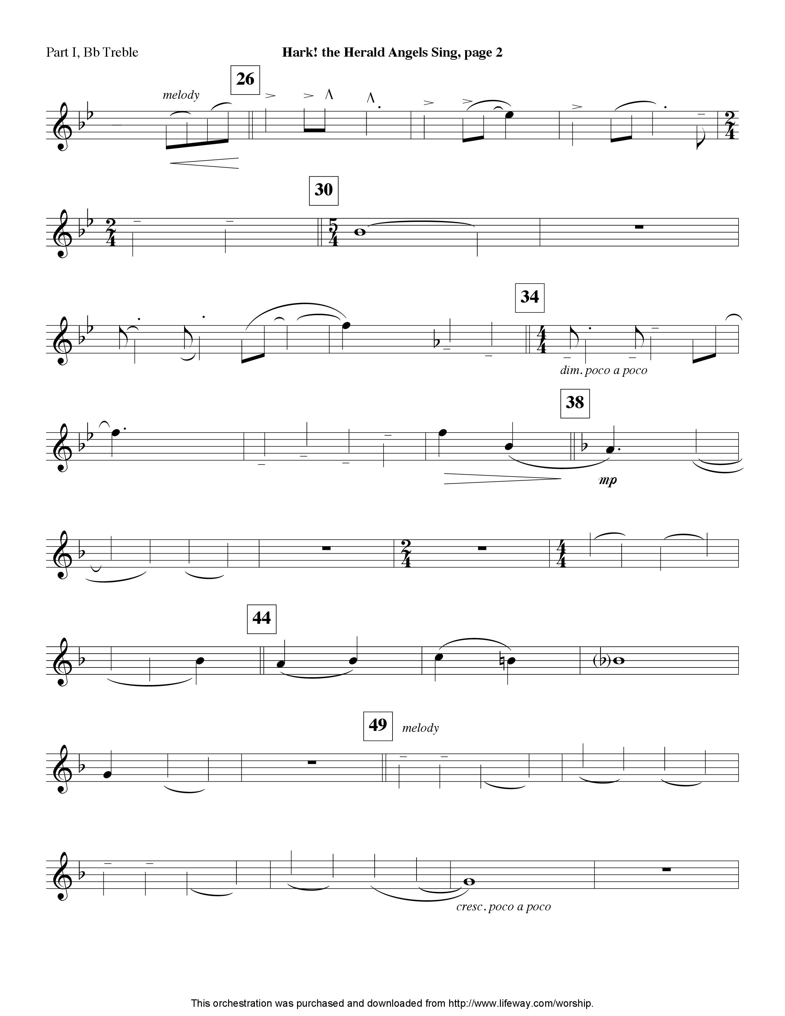 Hark The Herald Angels Sing (Instrumental) Part 1: Bb, C, Eb Treble (Lifeway Worship / Arr. Steve Dunn)