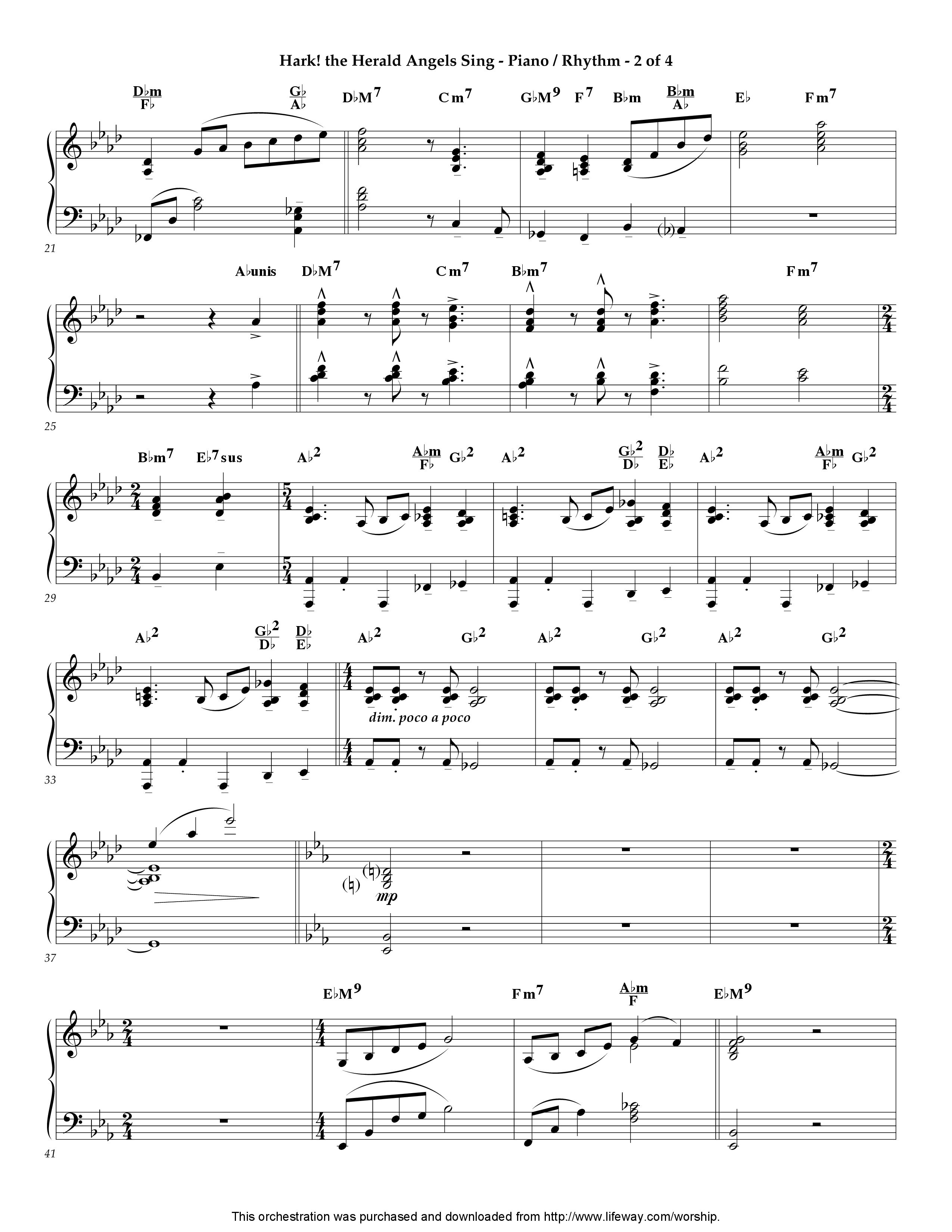 Hark The Herald Angels Sing (Instrumental) Piano Sheet (Lifeway Worship / Arr. Steve Dunn)