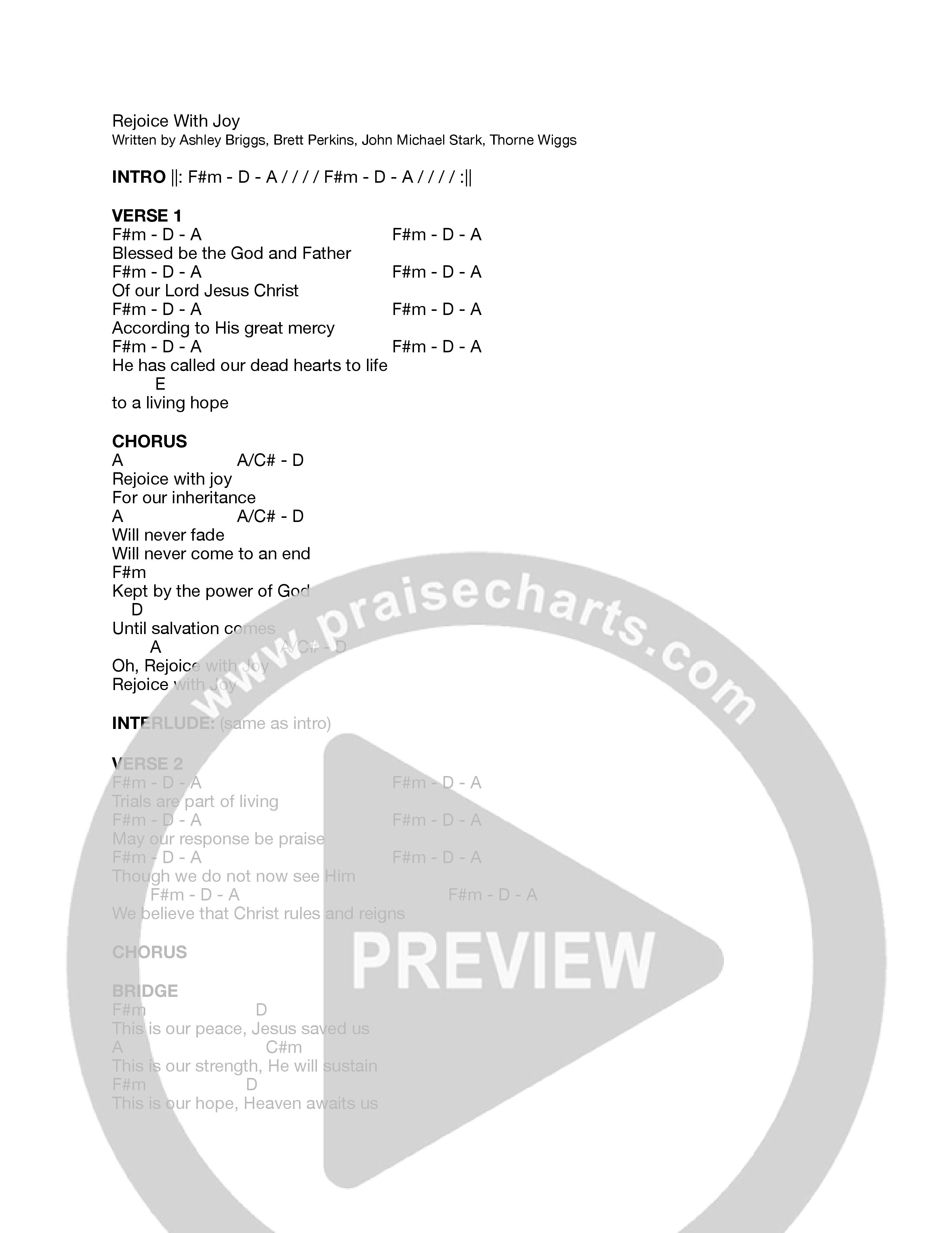 Rejoice With Joy Chord Chart (Journey Worship Co)