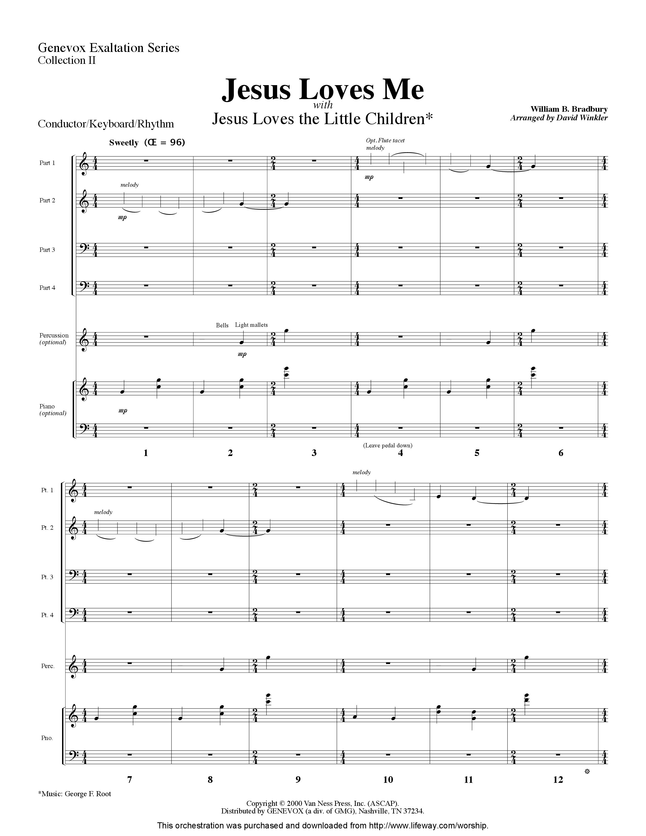 Jesus Love Me (with Jesus Love The Little Children) (Instrumental) Orchestration (Lifeway Worship / Arr. David Winkler)