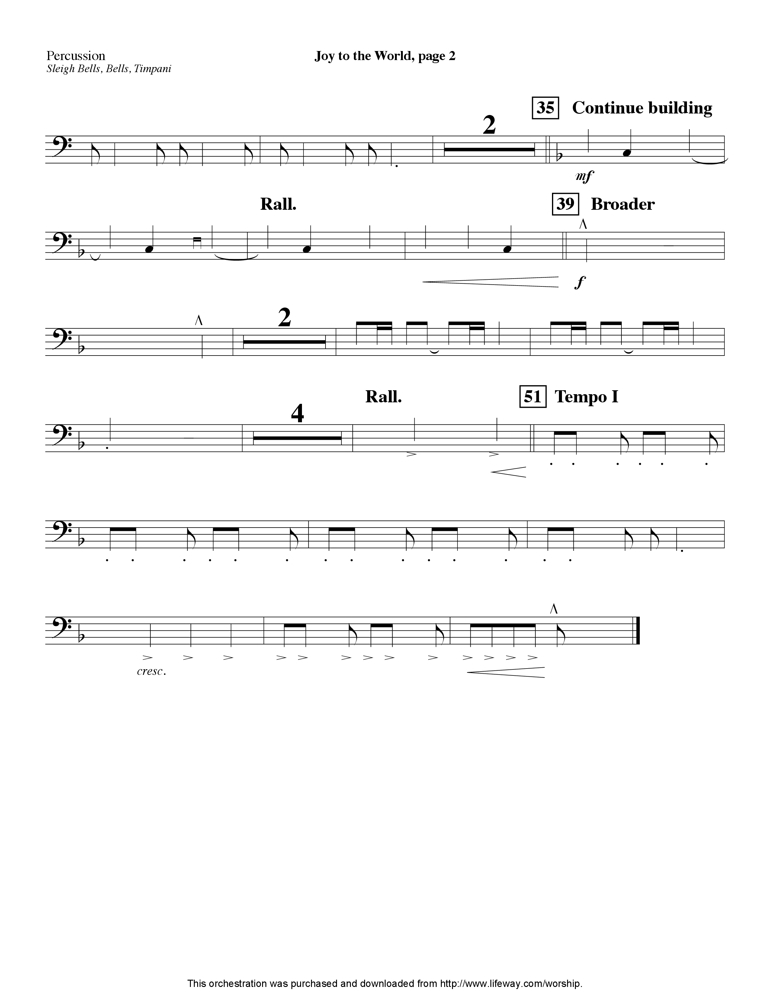 Joy To The World (Instrumental) Percussion (Lifeway Worship / Arr. Steve Dunn)