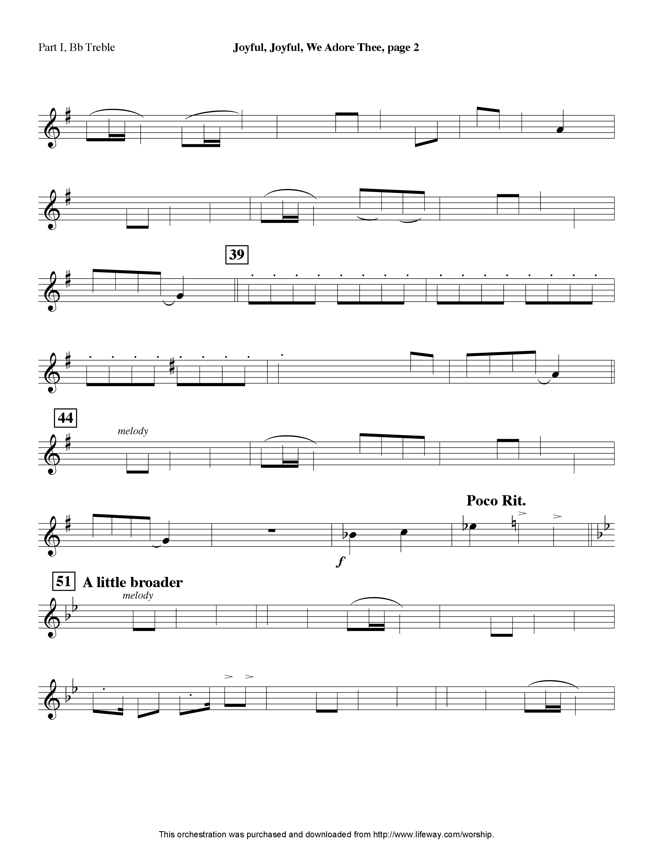 Joyful Joyful We Adore Thee (Instrumental) Part 1: Bb, C, Eb Treble (Lifeway Worship / Arr. Tom Payne)