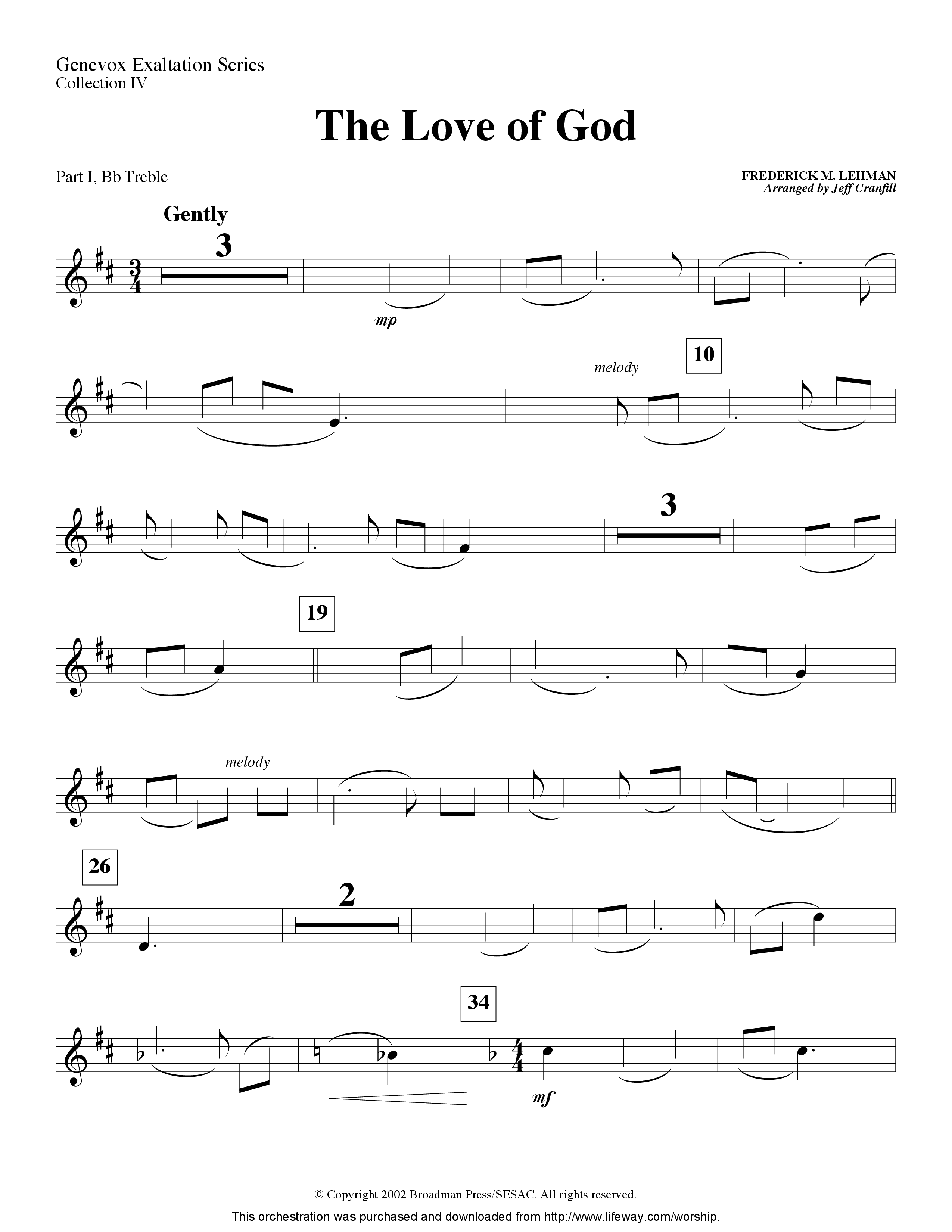 The Love Of God (Instrumental) Part 1: Bb, C, Eb Treble (Lifeway Worship / Arr. Jeff Cranfill)