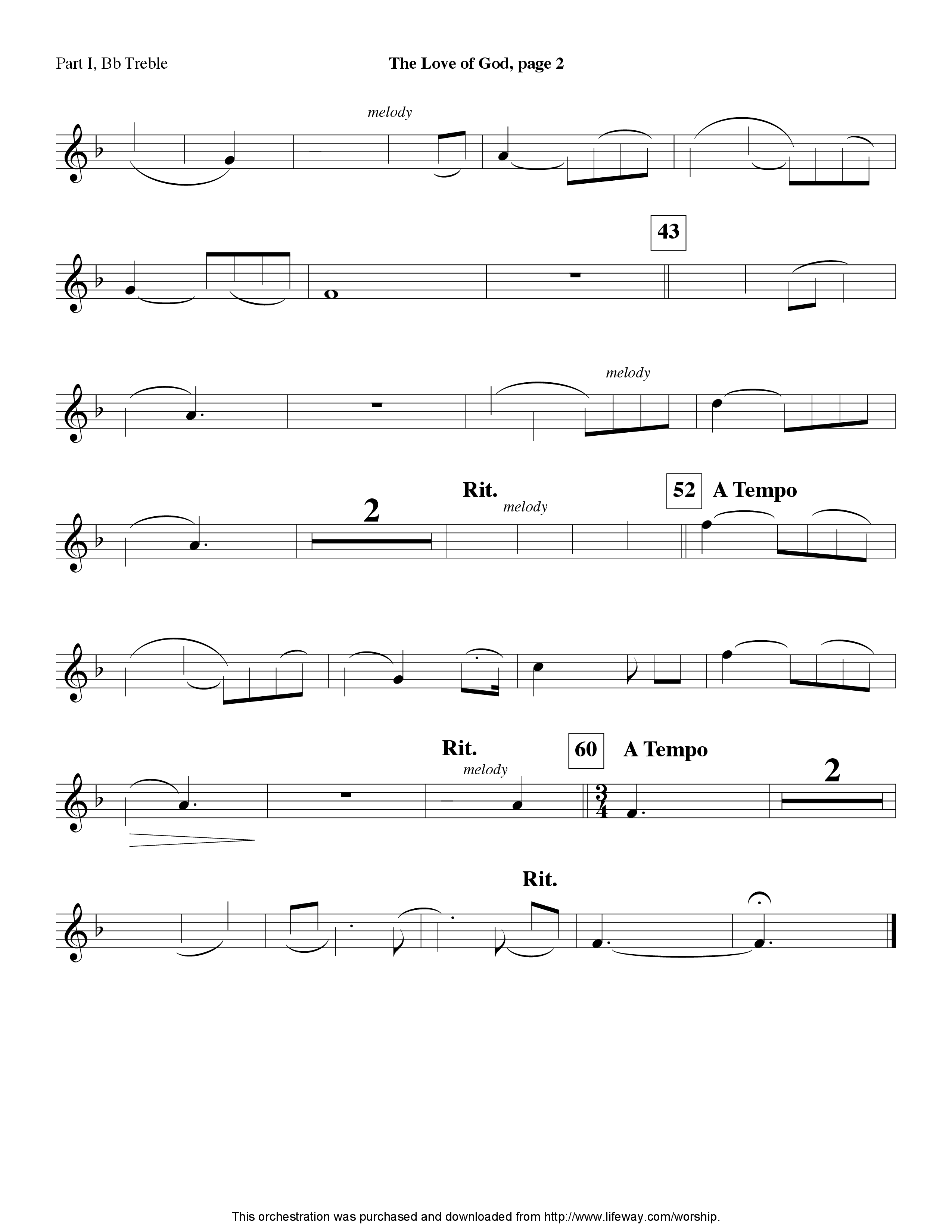 The Love Of God (Instrumental) Part 1: Bb, C, Eb Treble (Lifeway Worship / Arr. Jeff Cranfill)
