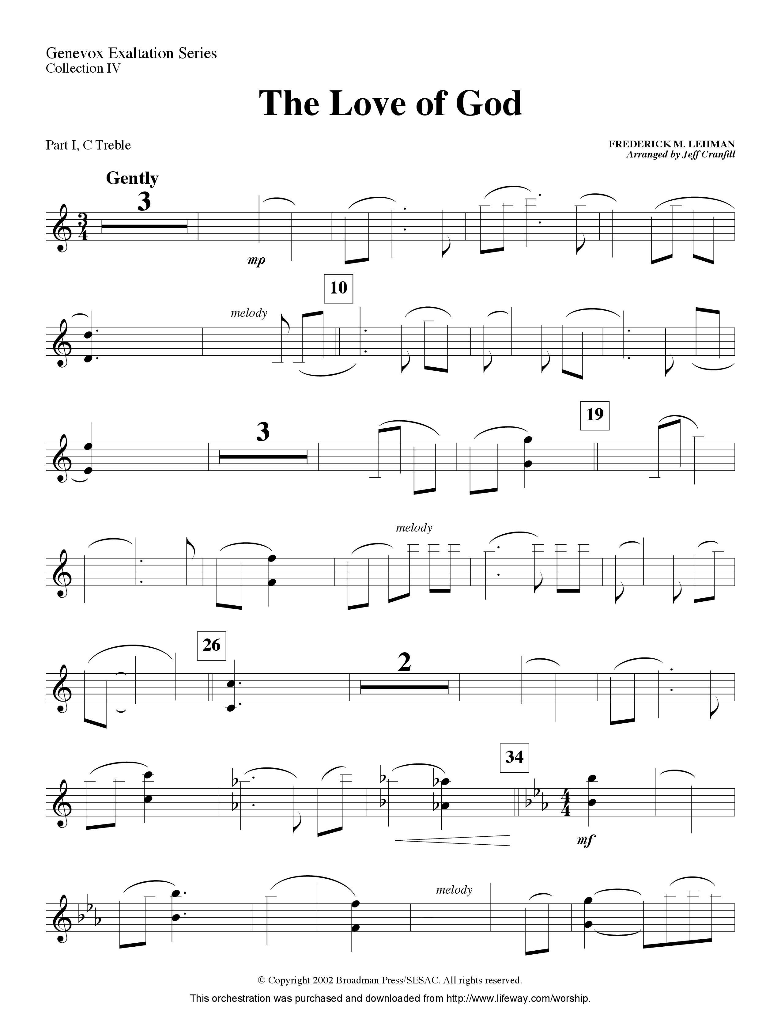 The Love Of God (Instrumental) Part 1: Bb, C, Eb Treble (Lifeway Worship / Arr. Jeff Cranfill)